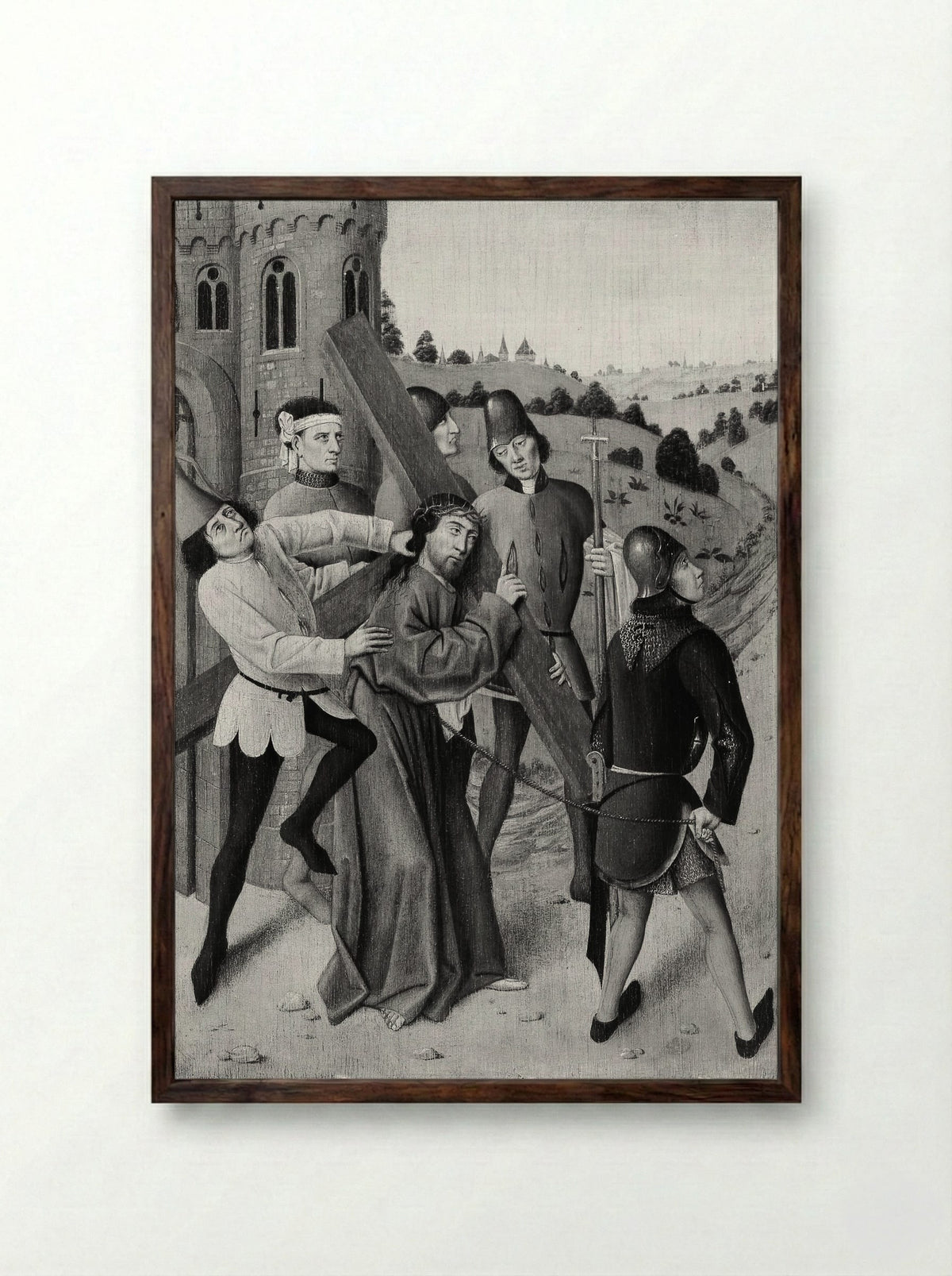 Christ Bearing the Cross - Northern French Painter - Framed Print Dark Wood