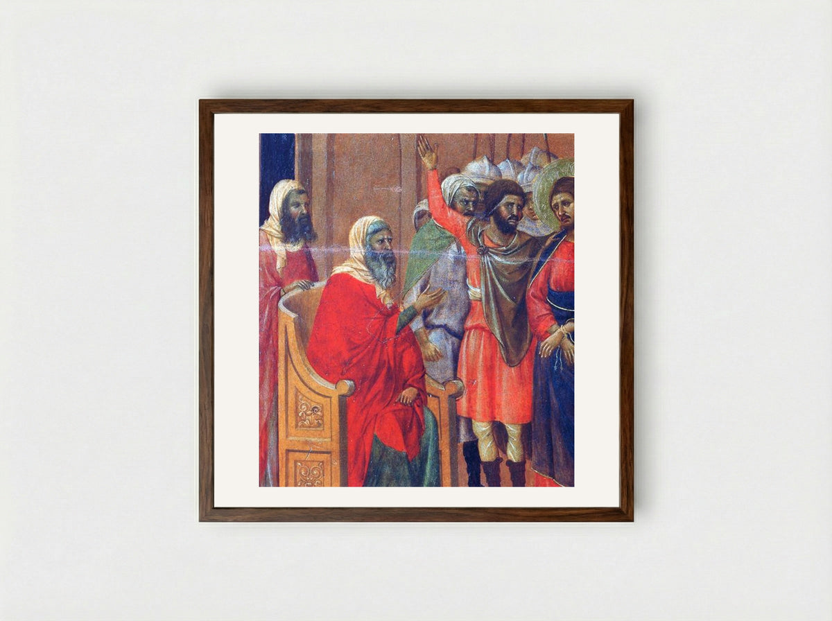 Christ Before Annas - Duccio di Buoninsegna - Framed Print Dark Wood
