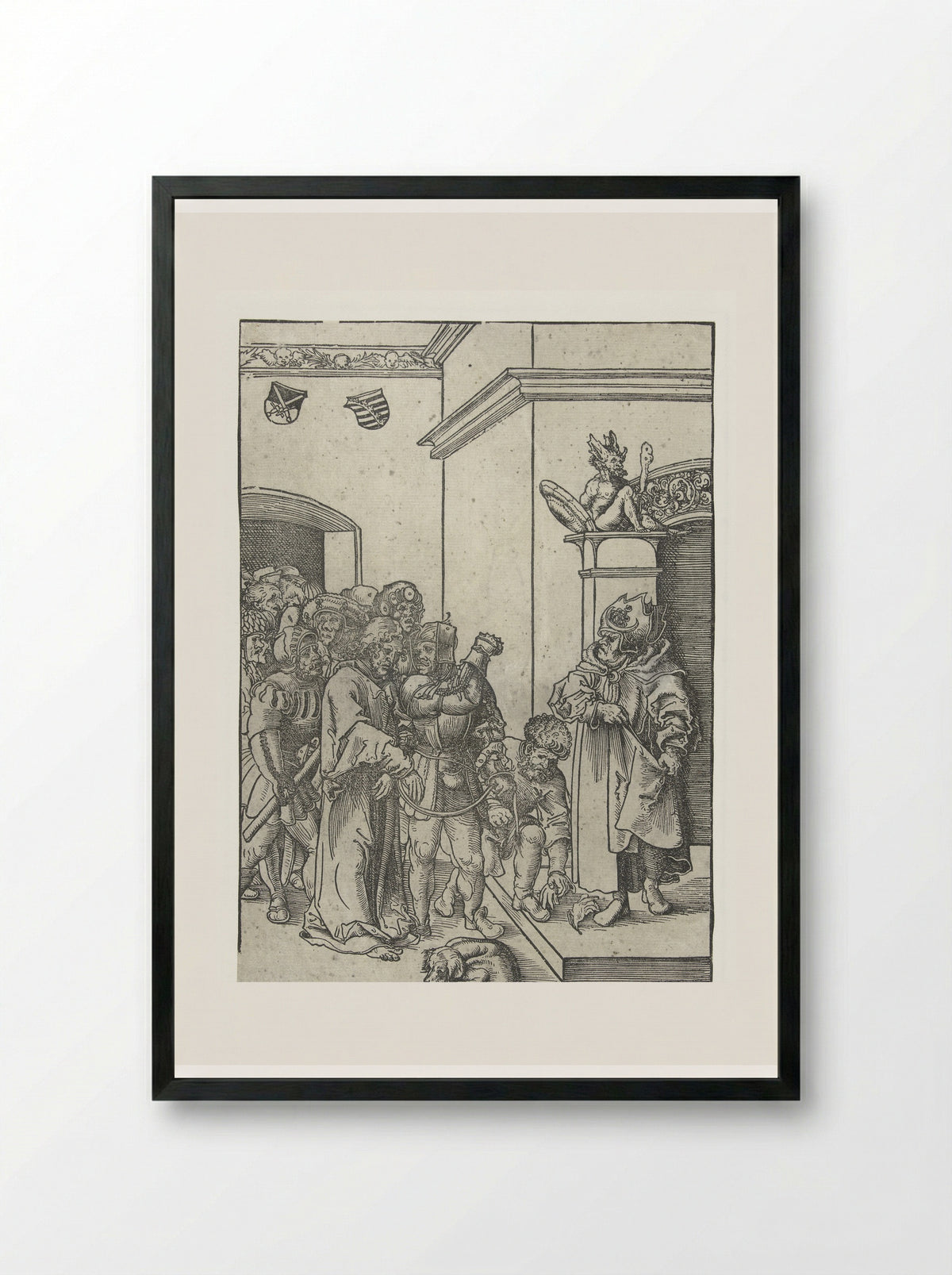 Christ Before Caiaphas - Lucas Cranach the Elder - Framed Print Black