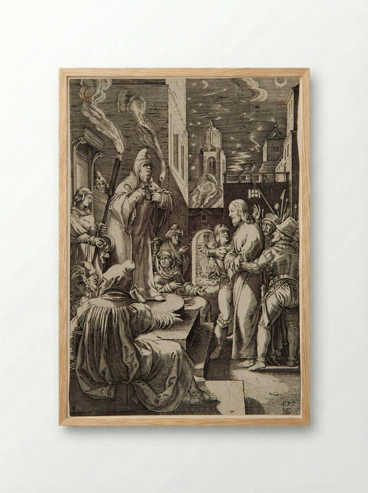 Christ Before Caiaphas - Cornelis Galle the Elder - Framed Print Wood