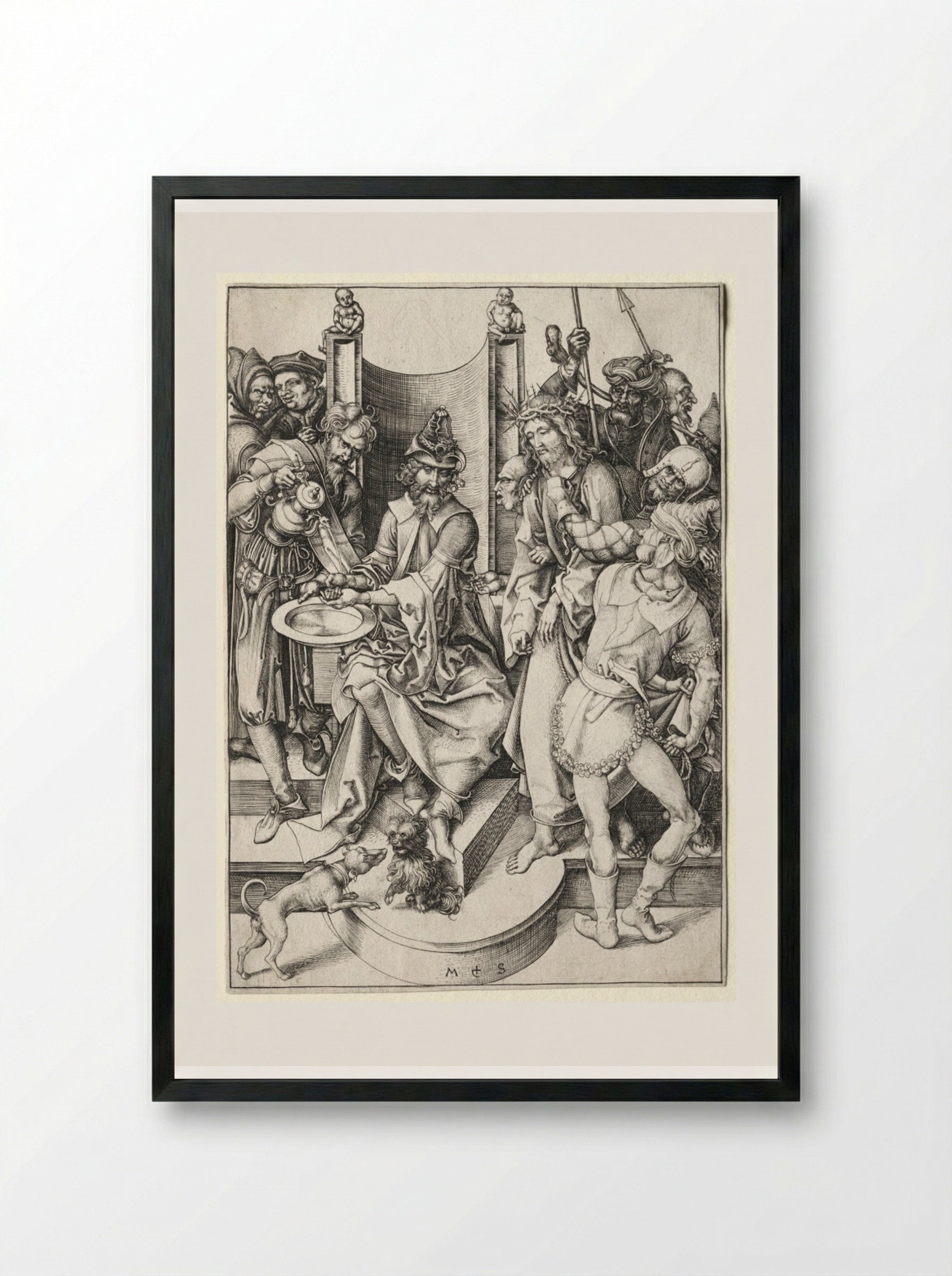 Christ Before Pilate - Martin Schongauer - Framed Print Black