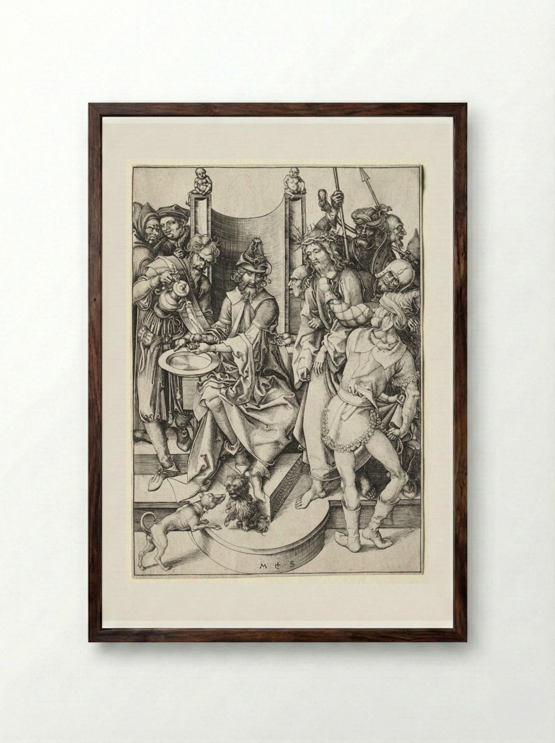 Christ Before Pilate - Martin Schongauer - Framed Print Dark Wood