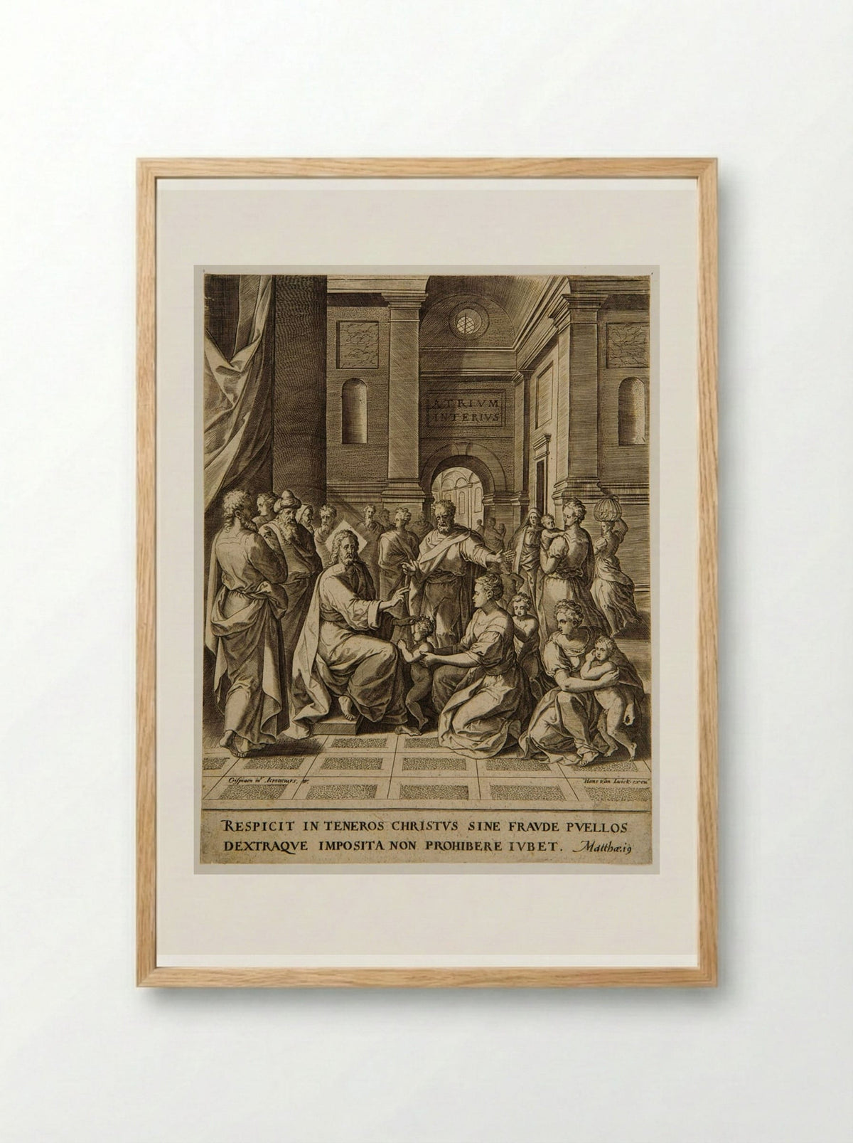 Christ Blessing Little Children - Hieronymus Wierix - Framed Print Wood