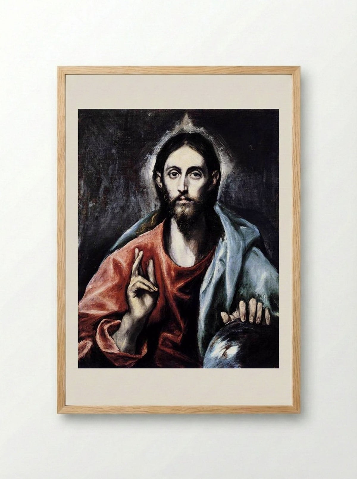 Christ Blessing (The Saviour of the World) - El Greco - Framed Print Wood