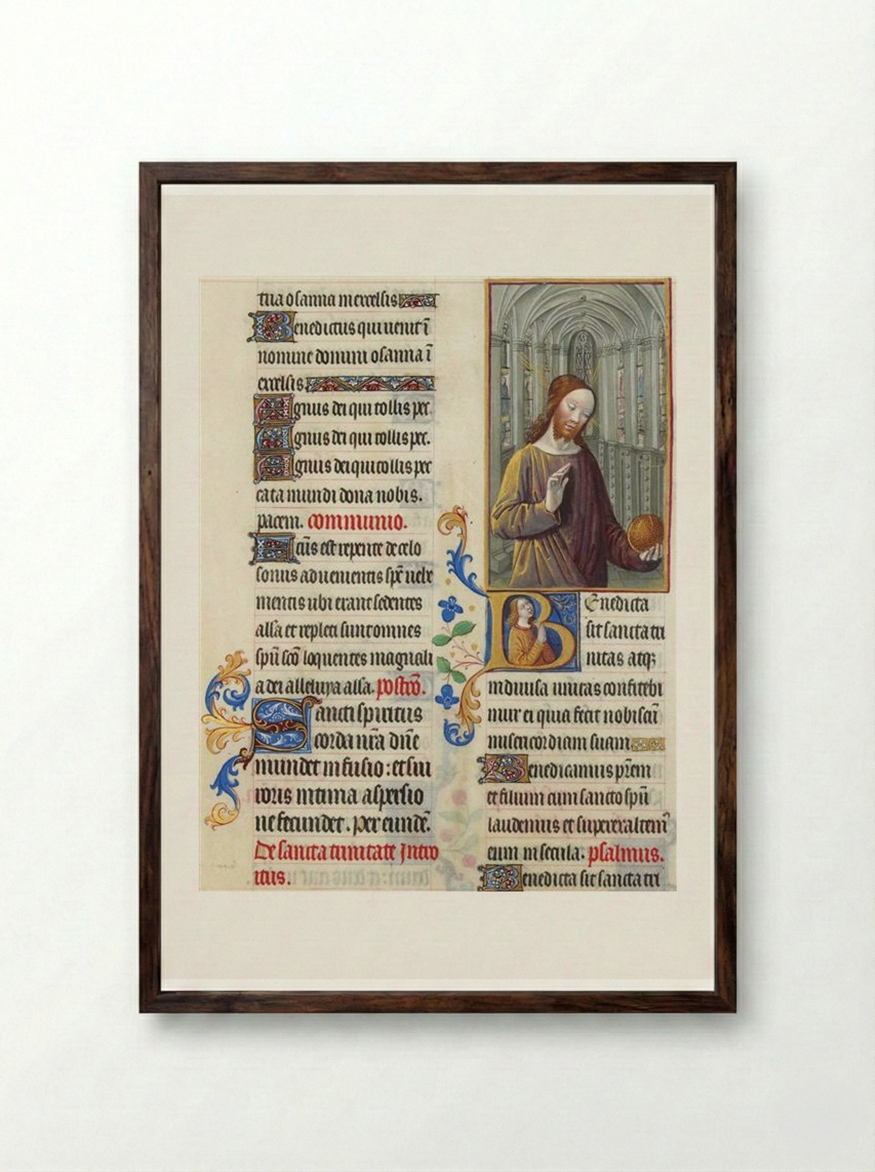 Christ Blessing the World - Limbourg brothers - Framed Print Dark Wood