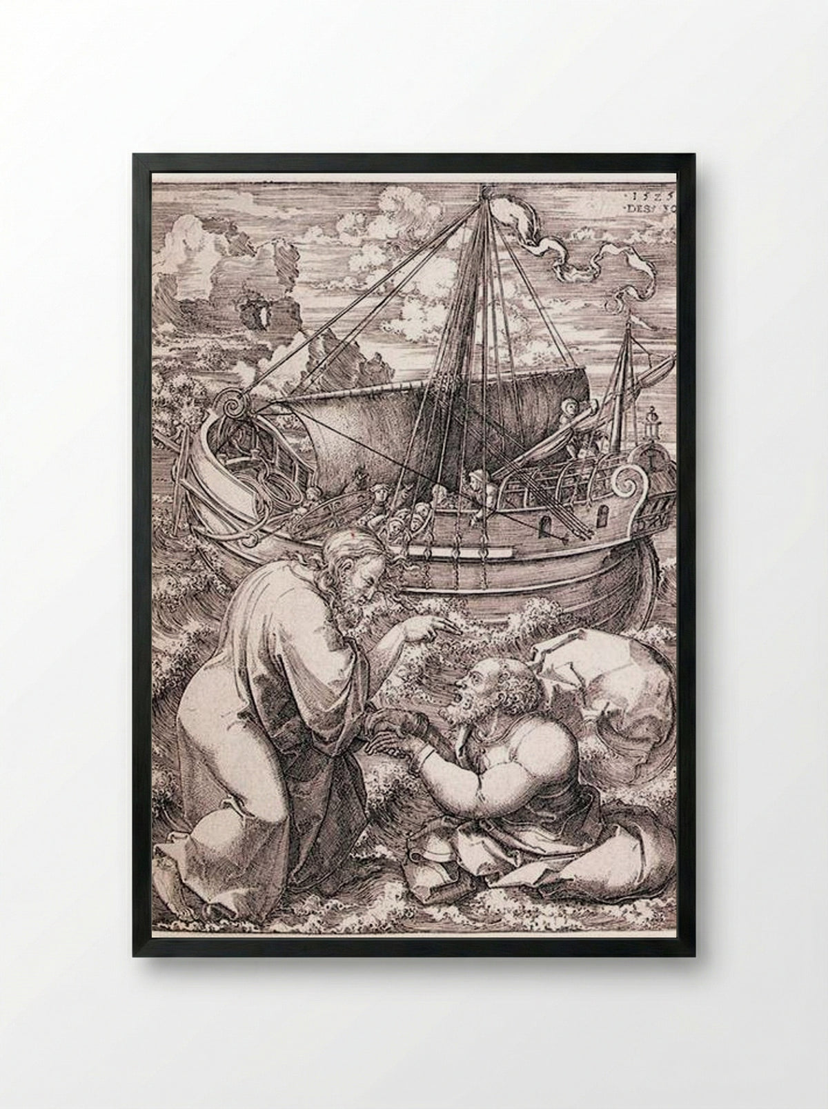 Christ Calling Peter and Andrew - Dirck Vellert - Framed Print Black