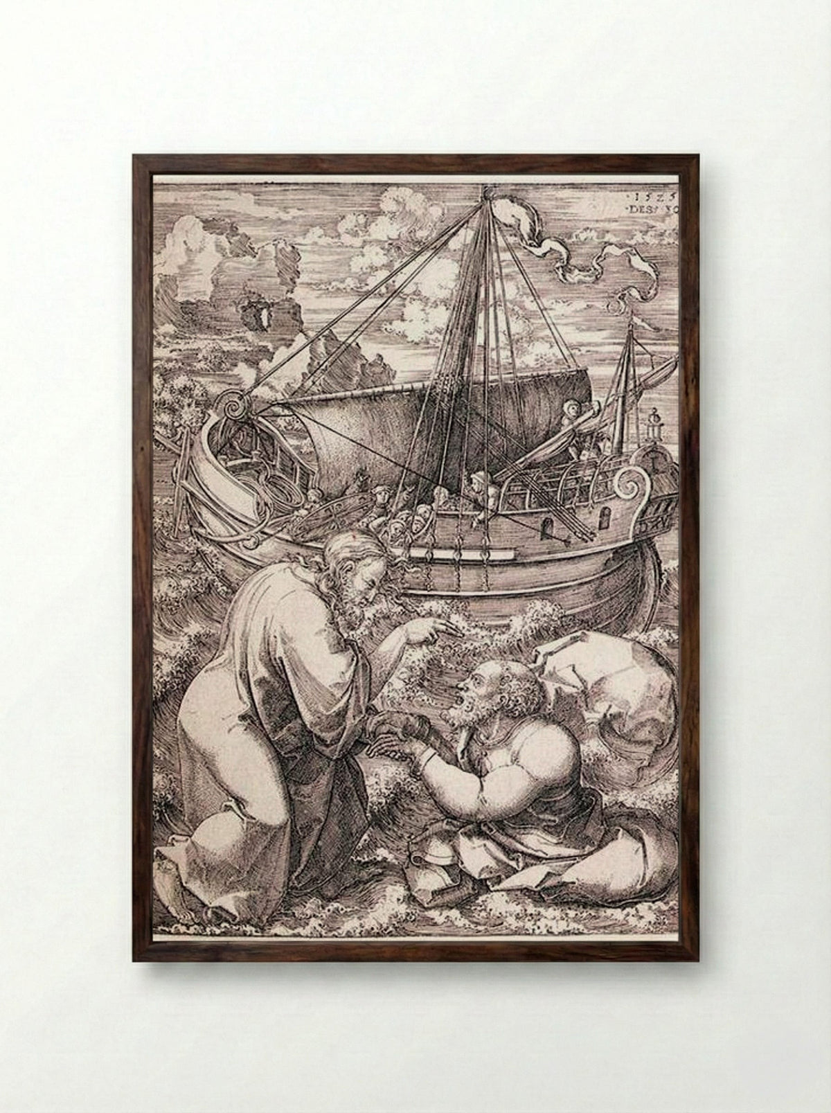 Christ Calling Peter and Andrew - Dirck Vellert - Framed Print Dark Wood