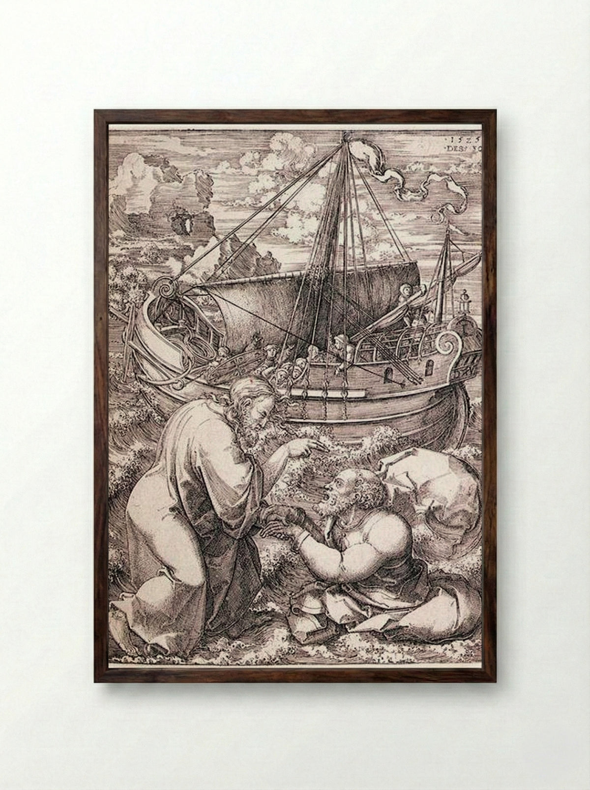 Christ Calling Peter and Andrew - Dirck Vellert - Framed Print Dark Wood