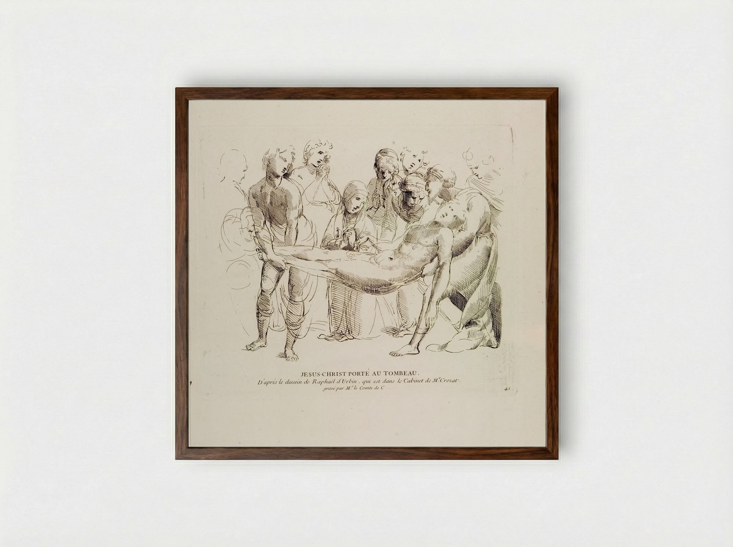 Christ Carried to the Tomb - Anne Claude Philippe de Thubières, comte de Caylus - Framed Print Dark Wood