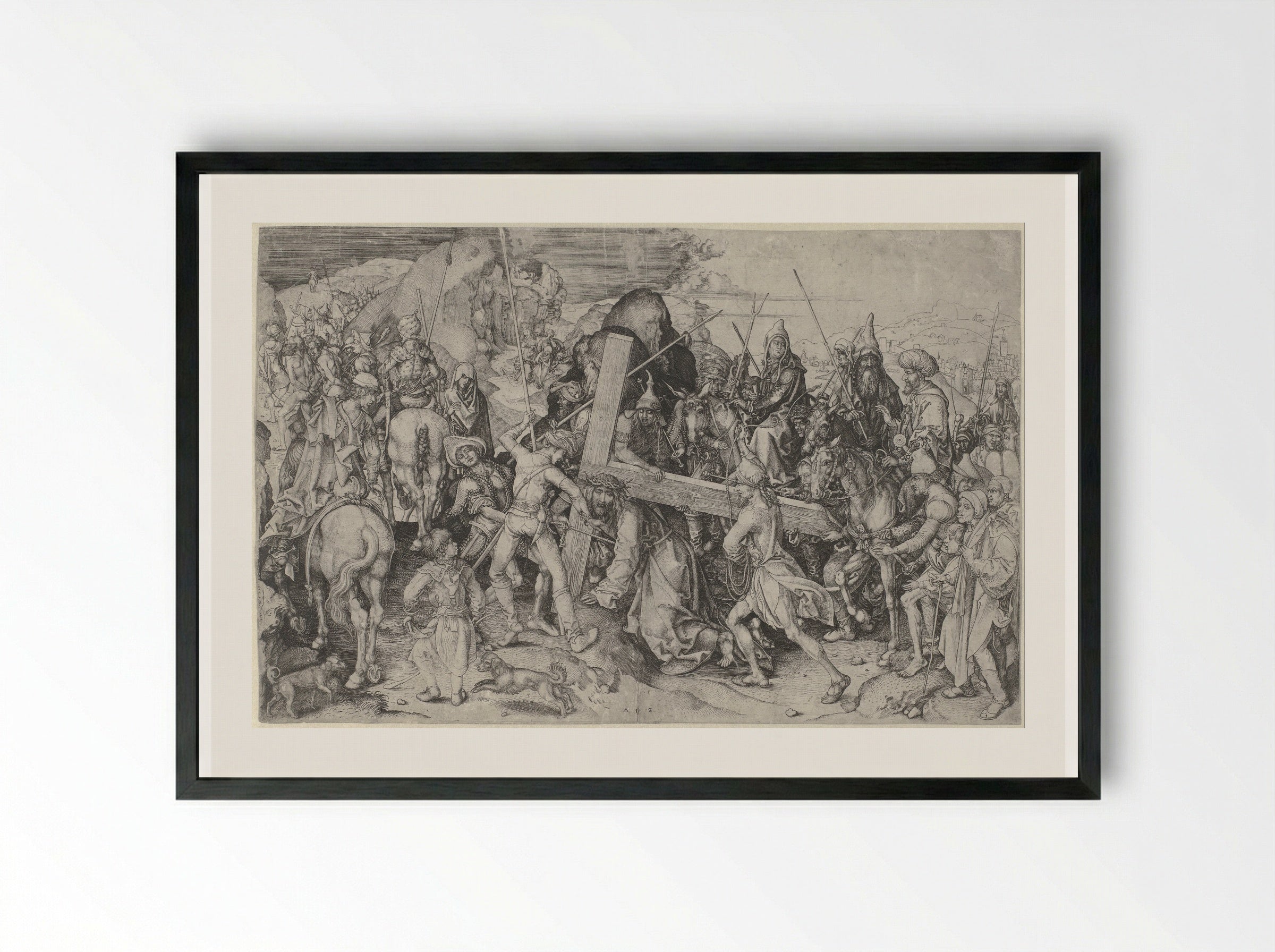 Christ Carrying the Cross - Martin Schongauer - Framed Print Black