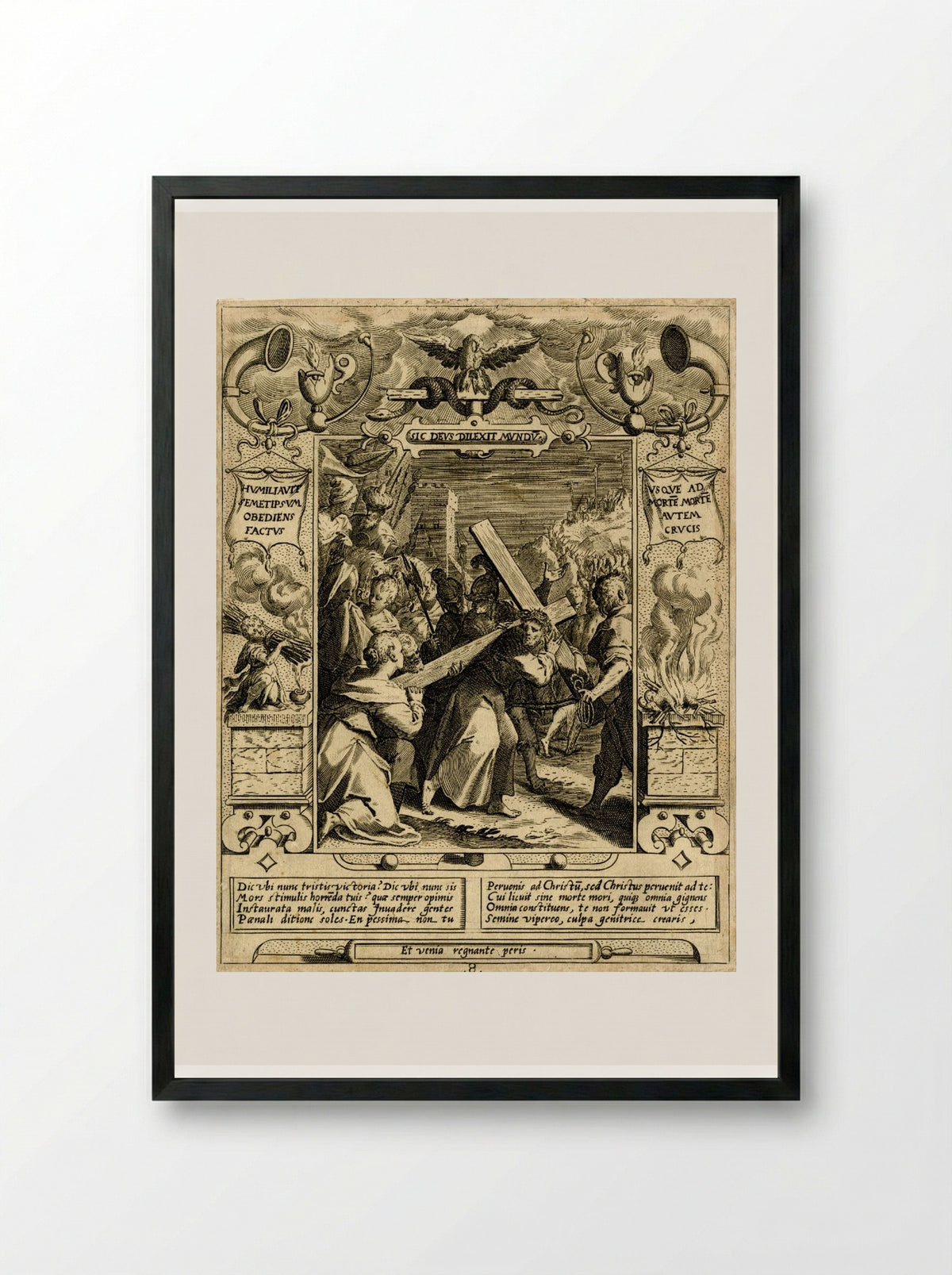 Christ Carrying the Cross - Aegidius Sadeler II - Framed Print Black