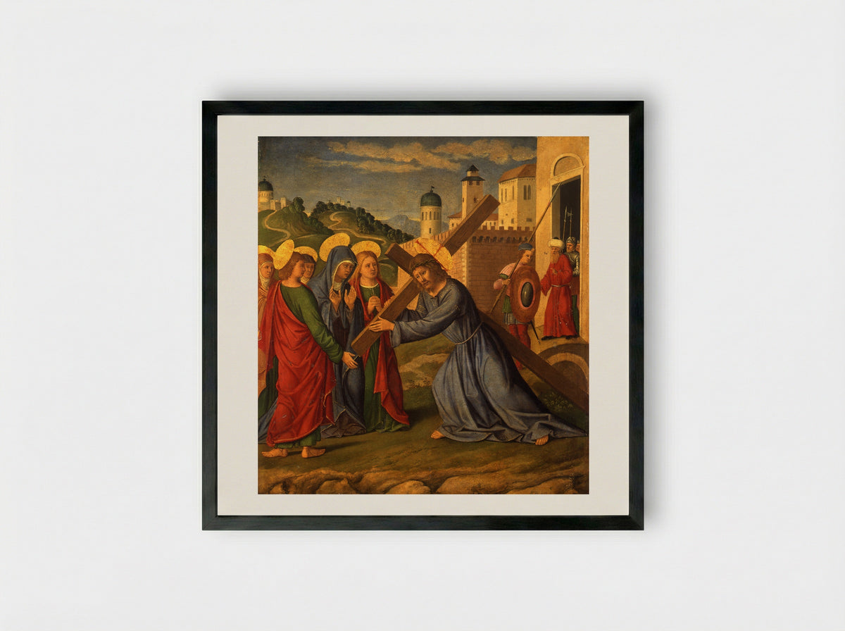 Christ Carrying the Cross - Girolamo da Santacroce - Framed Print Black