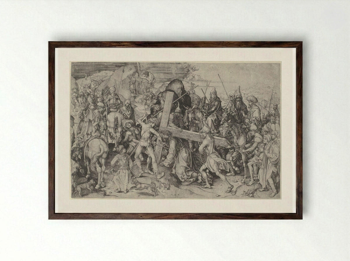 Christ Carrying the Cross - Martin Schongauer - Framed Print Dark Wood
