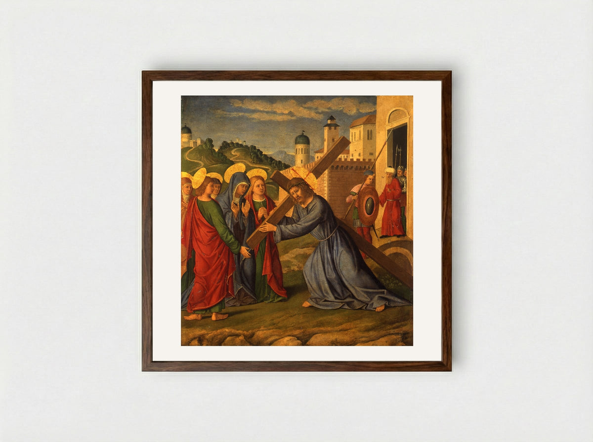 Christ Carrying the Cross - Girolamo da Santacroce - Framed Print Dark Wood