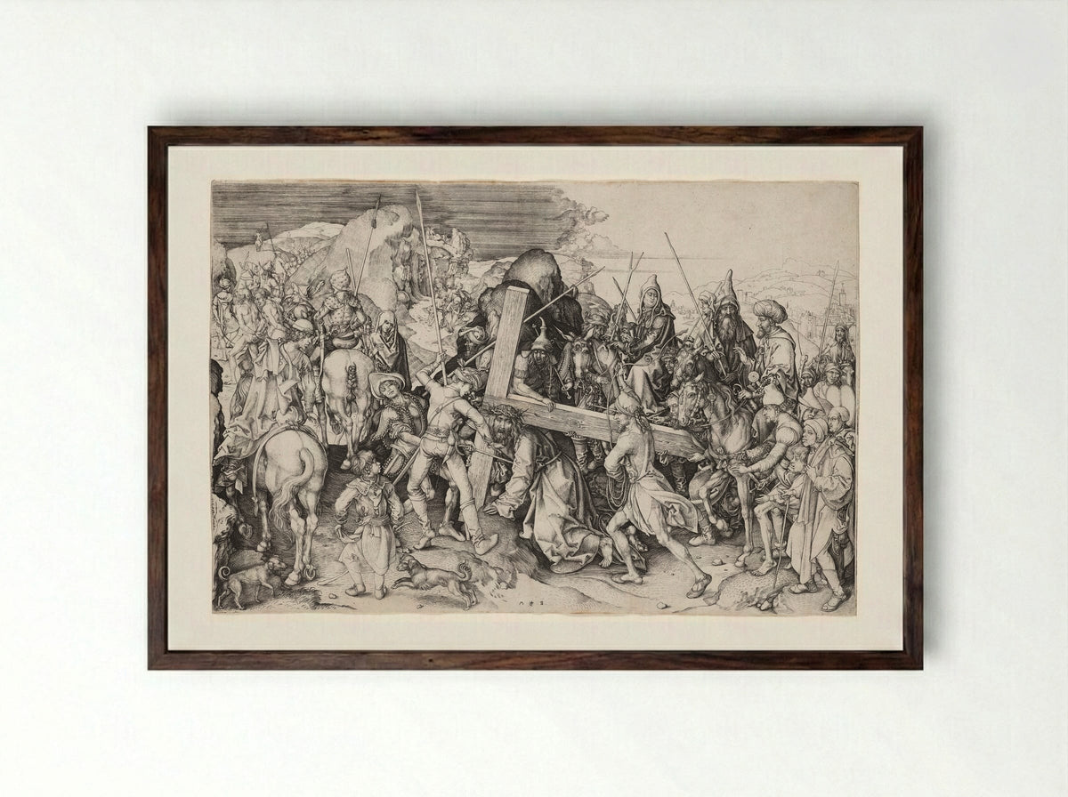 Christ Carrying the Cross - Martin Schongauer - Framed Print Dark Wood