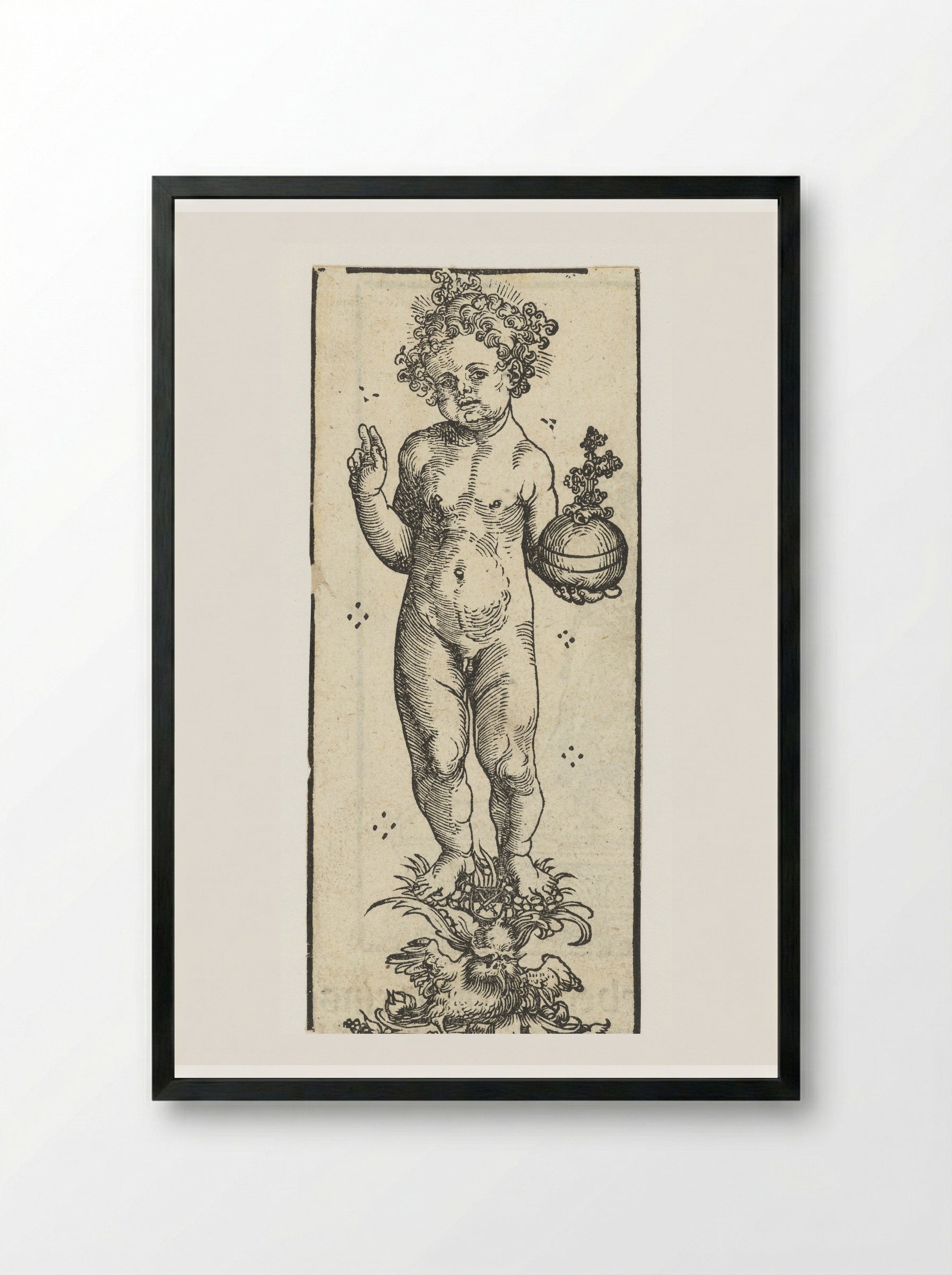Christ Child with Orb - Lucas Cranach the Elder - Framed Print Black