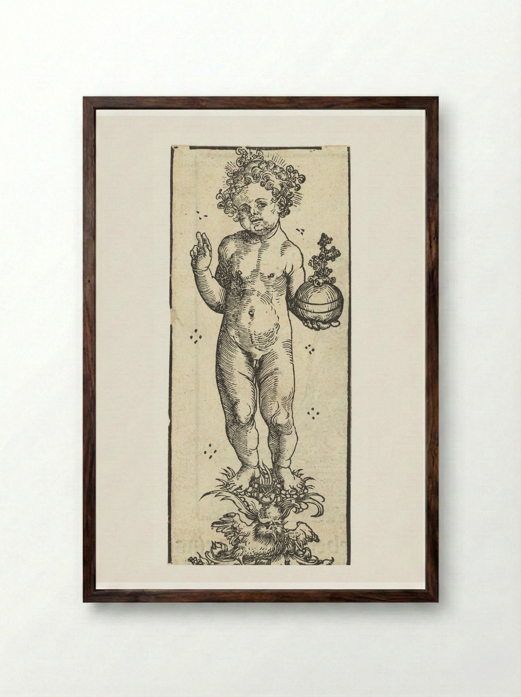 Christ Child with Orb - Lucas Cranach the Elder - Framed Print Dark Wood