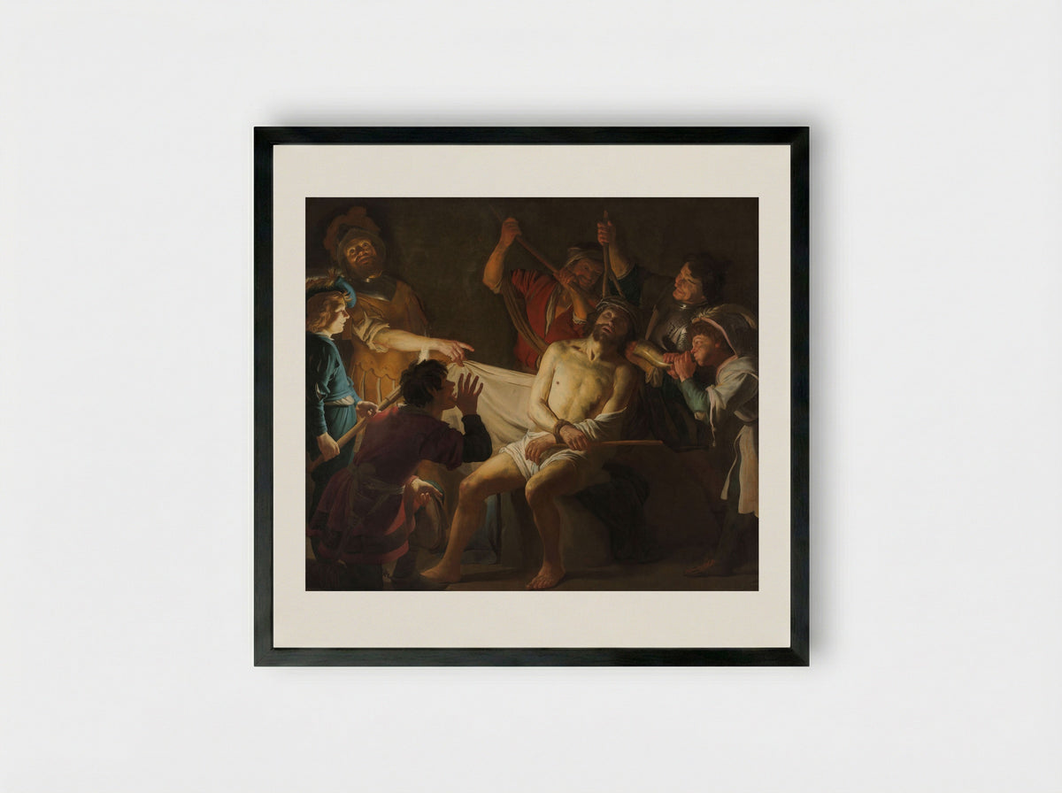 Christ Crowned with Thorns - Gerard van Honthorst - Framed Print Black