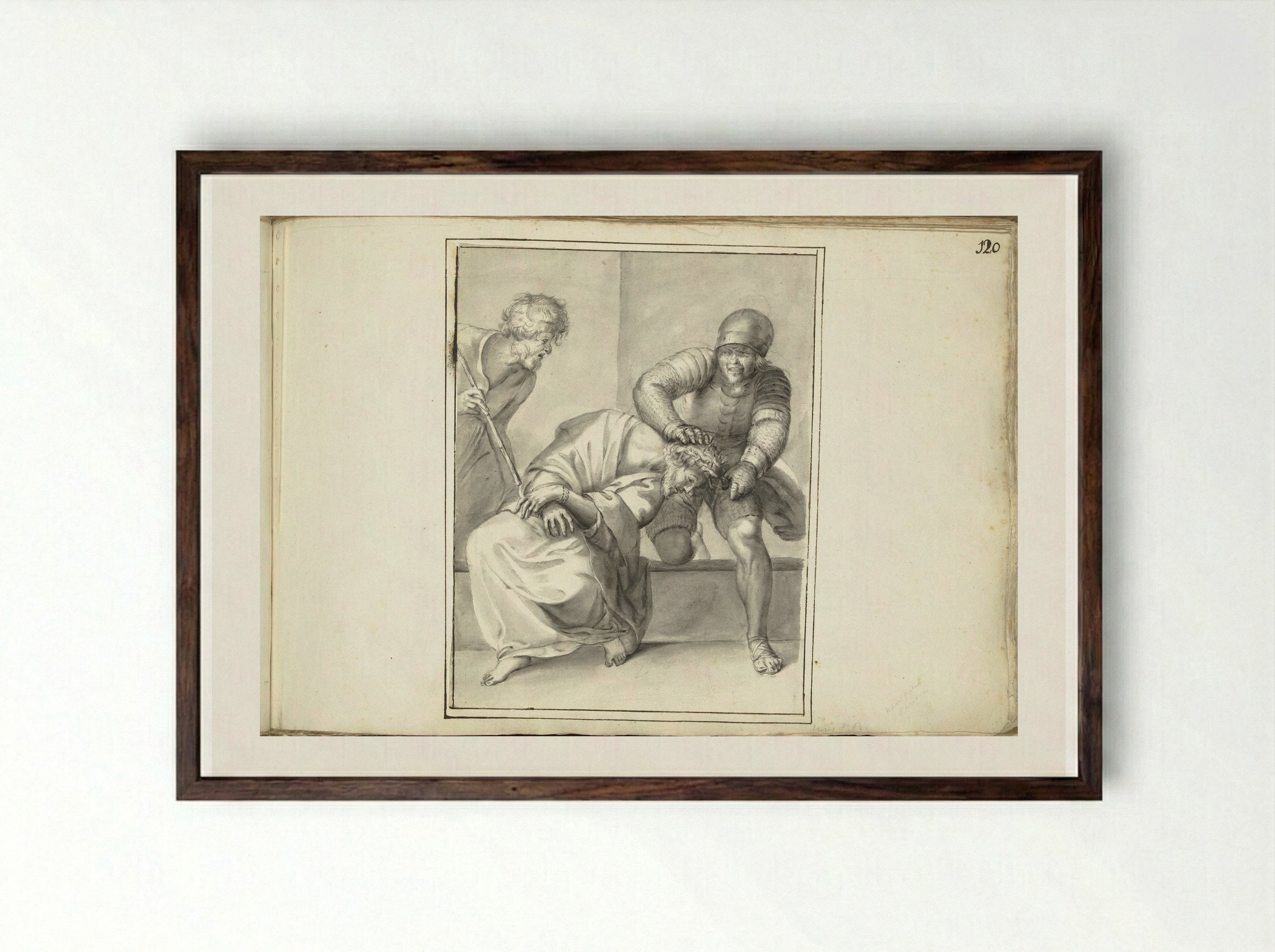 Christ Crowned with Thorns - Moses ter Borch - Framed Print Dark Wood