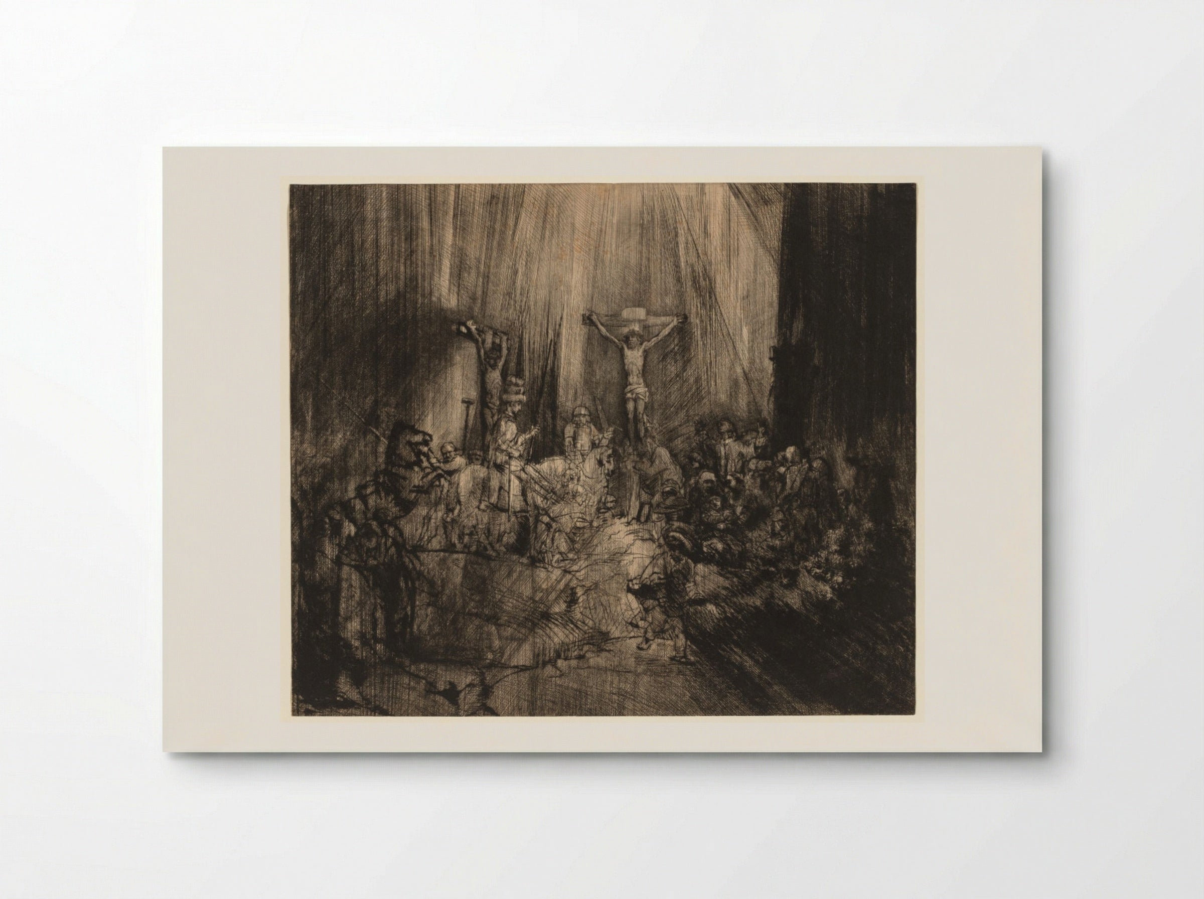 Christ Crucified Between the Two Thieves: 'The Three Crosses' - Rembrandt van Rijn - Poster