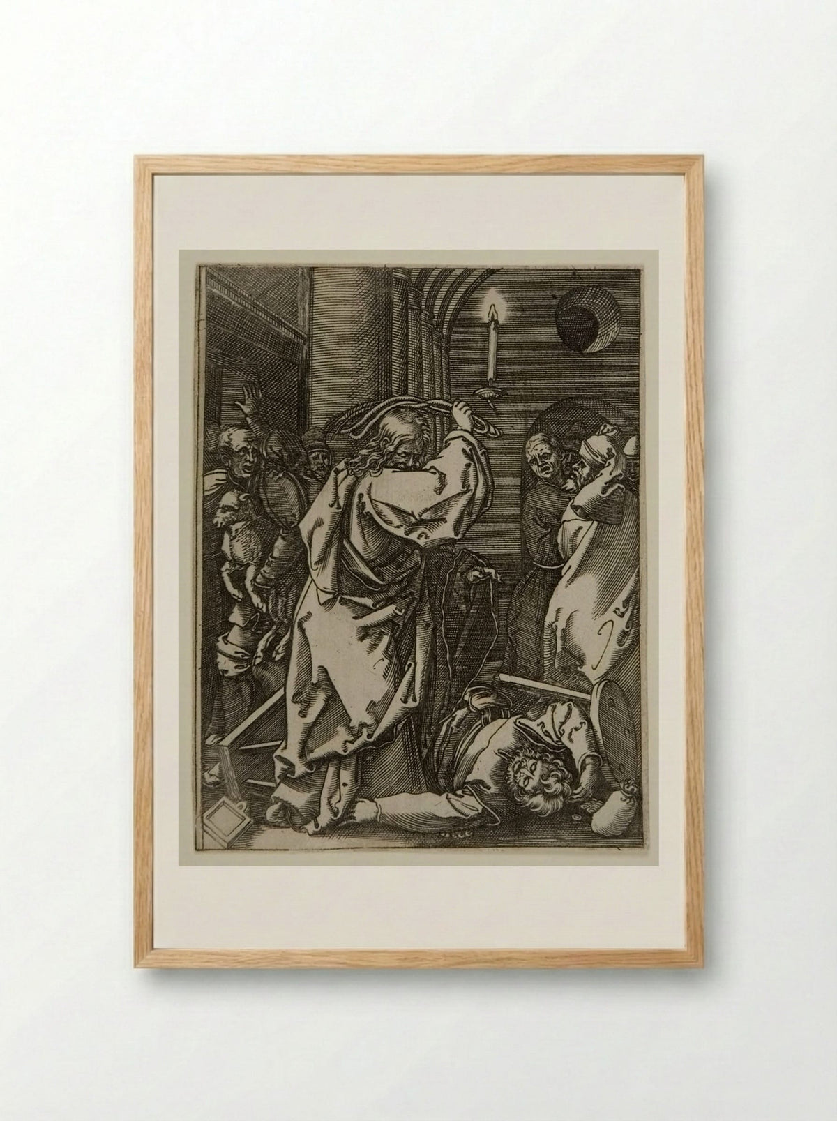 Christ Driving the Money Changers from the Temple - Marcantonio Raimondi - Framed Print Wood
