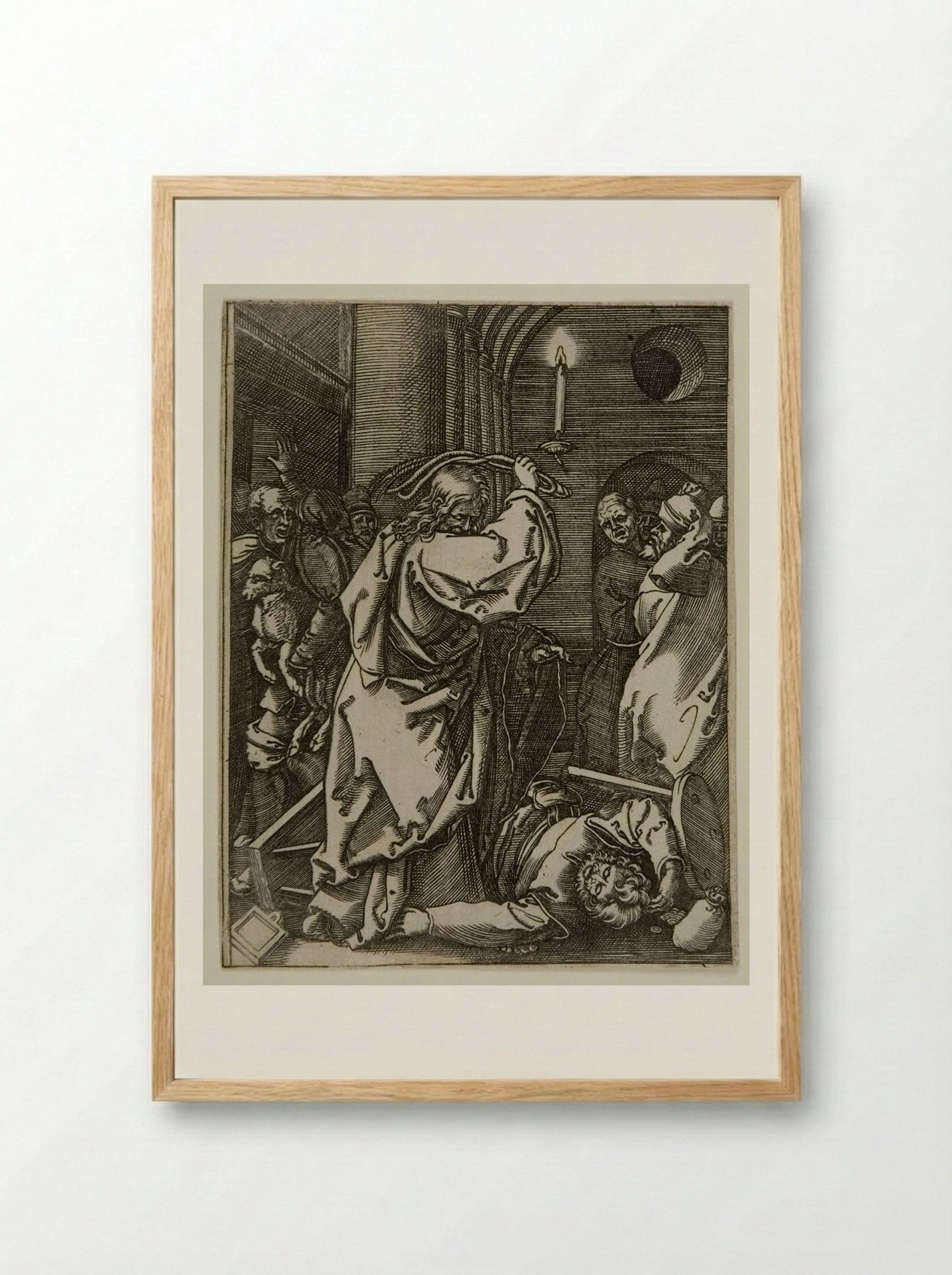 Christ Driving the Money Changers from the Temple - Marcantonio Raimondi - Framed Print Wood