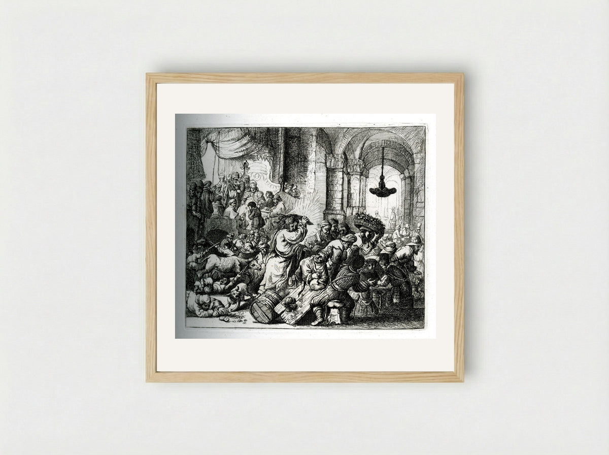 Christ Driving the Money Changers from the Temple - David Deuchar - Framed Print Wood