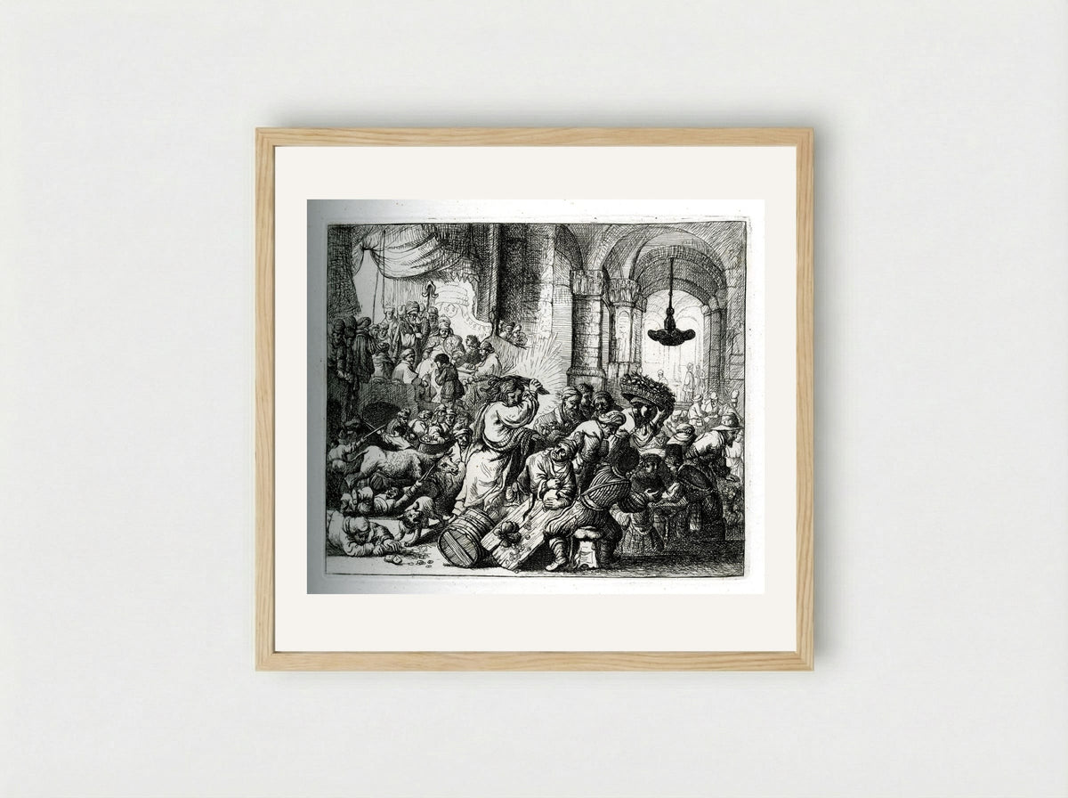 Christ Driving the Money Changers from the Temple - David Deuchar - Framed Print Wood