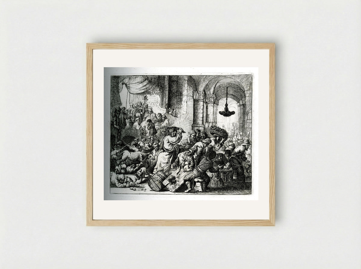 Christ Driving the Money Changers from the Temple - David Deuchar - Framed Print Wood