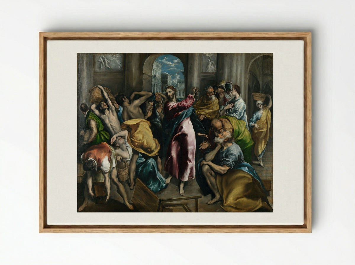 Christ Driving the Traders from the Temple - El Greco - Framed Canvas Wood