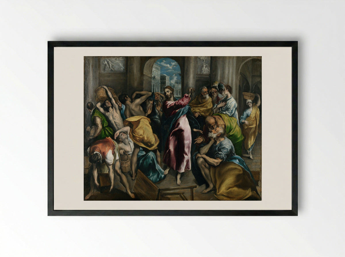 Christ Driving the Traders from the Temple - El Greco - Framed Print Black