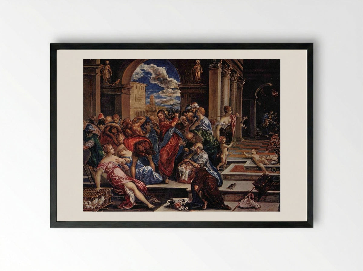 Christ Driving the Traders from the Temple - El Greco - Framed Print Black