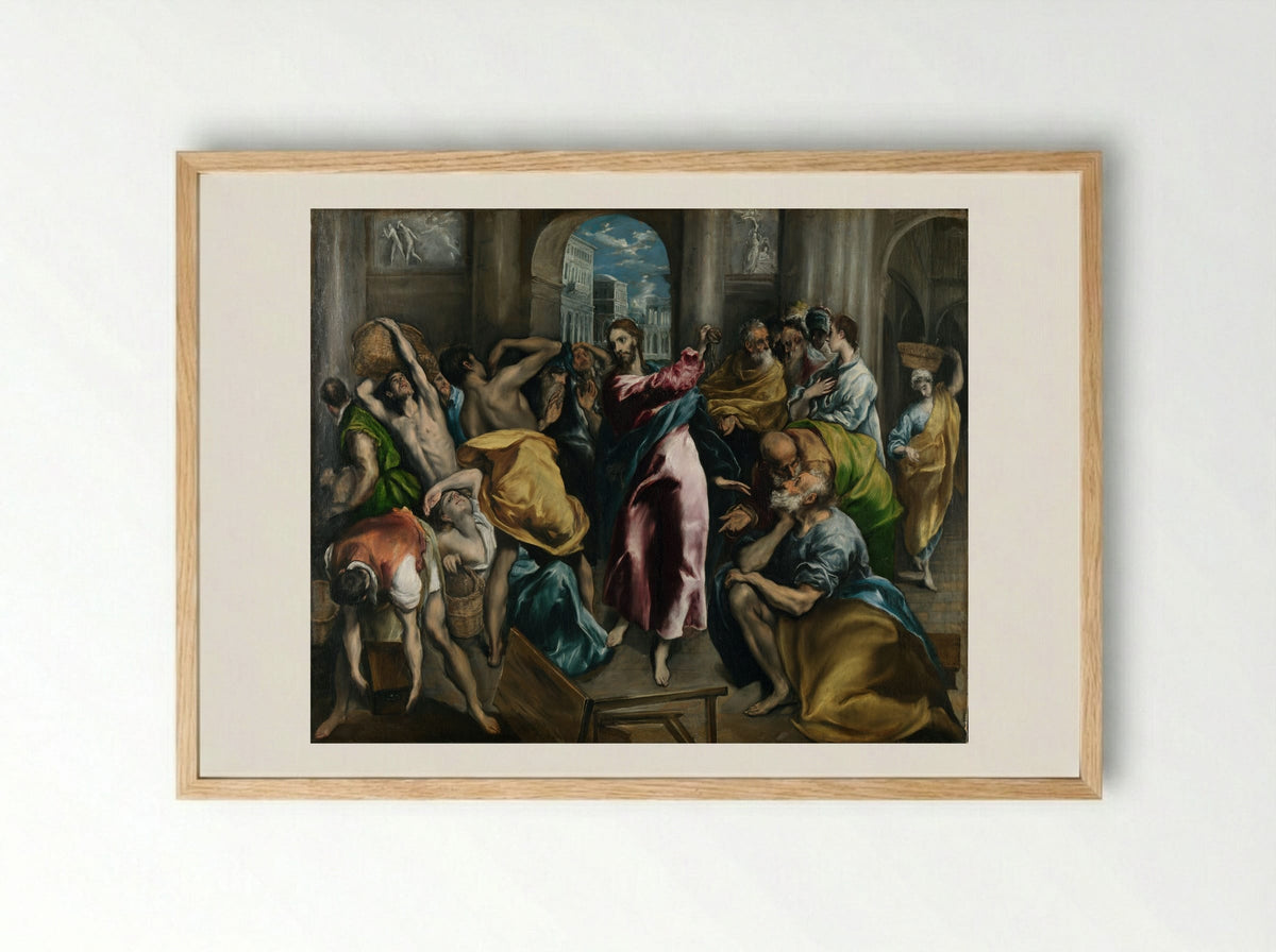 Christ Driving the Traders from the Temple - El Greco - Framed Print Wood