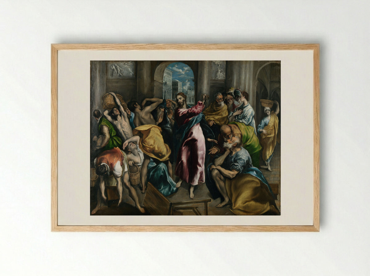 Christ Driving the Traders from the Temple - El Greco - Framed Print Wood
