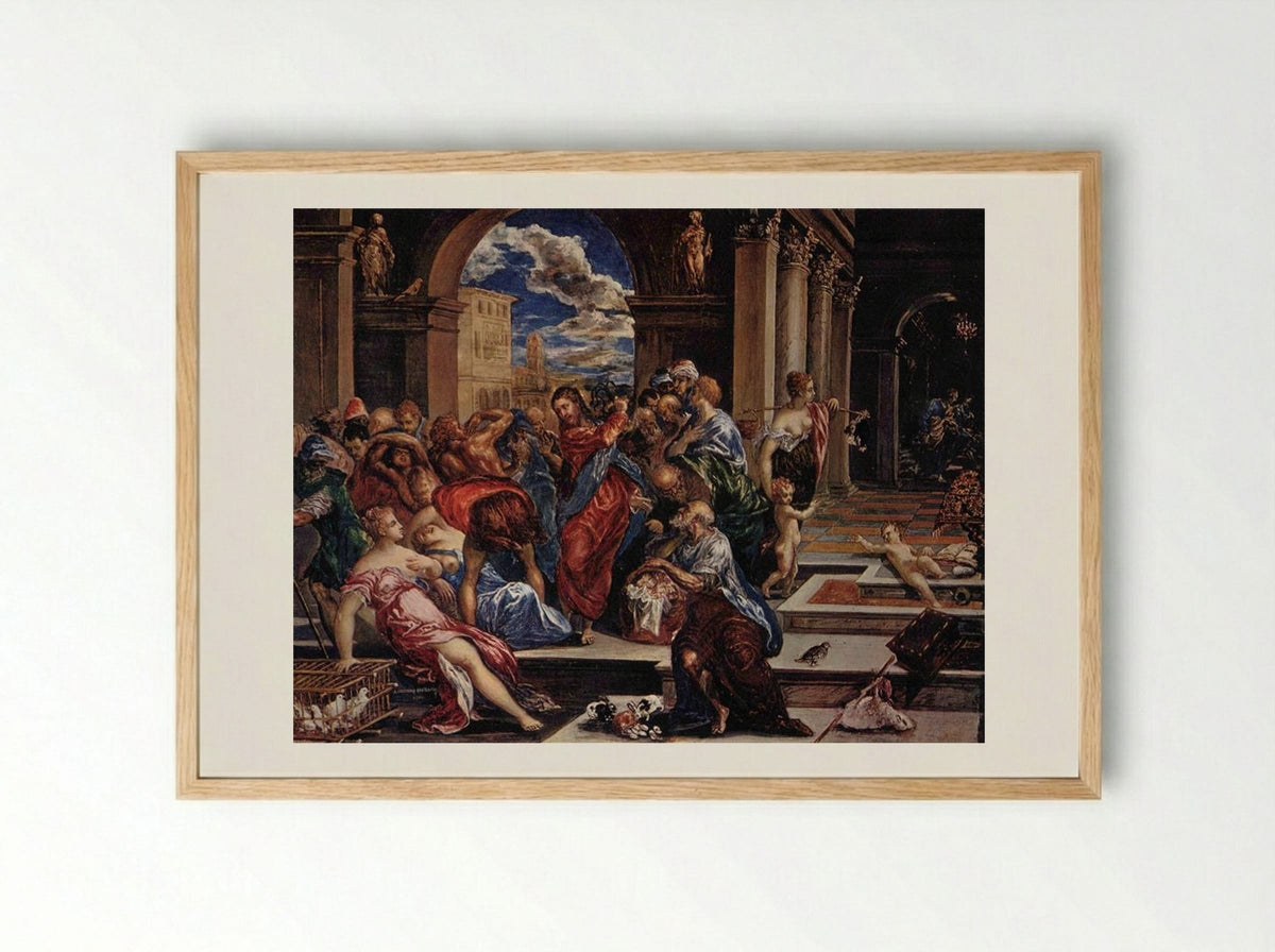 Christ Driving the Traders from the Temple - El Greco - Framed Print Wood