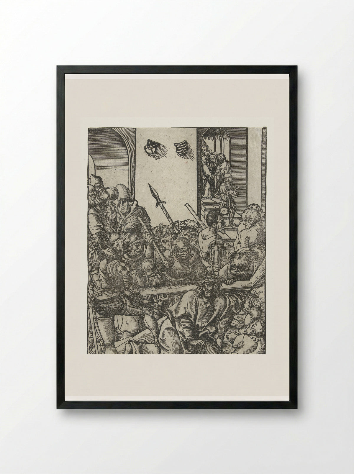 Christ Falling Under the Cross - Lucas Cranach the Elder - Framed Print Black