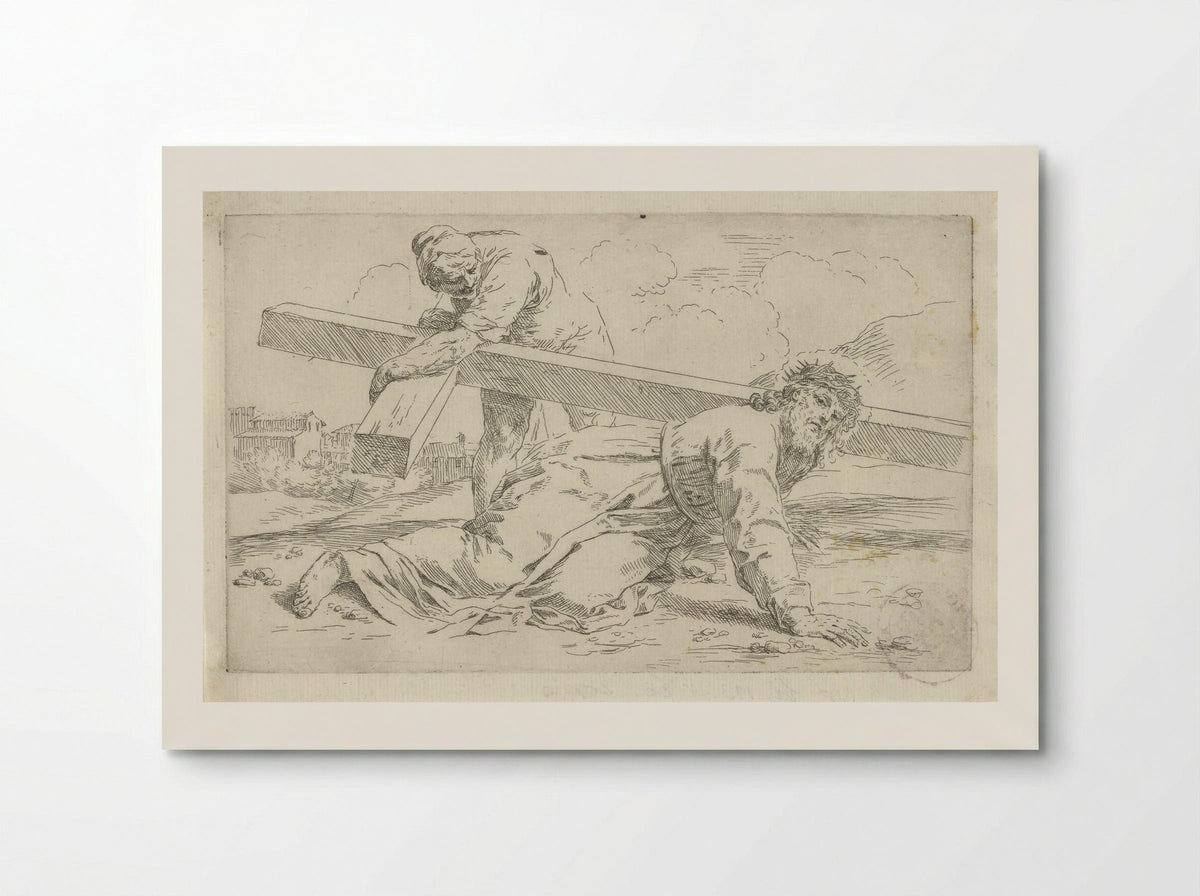 Christ Falling Under the Weight of the Cross - Simone Cantarini - Poster