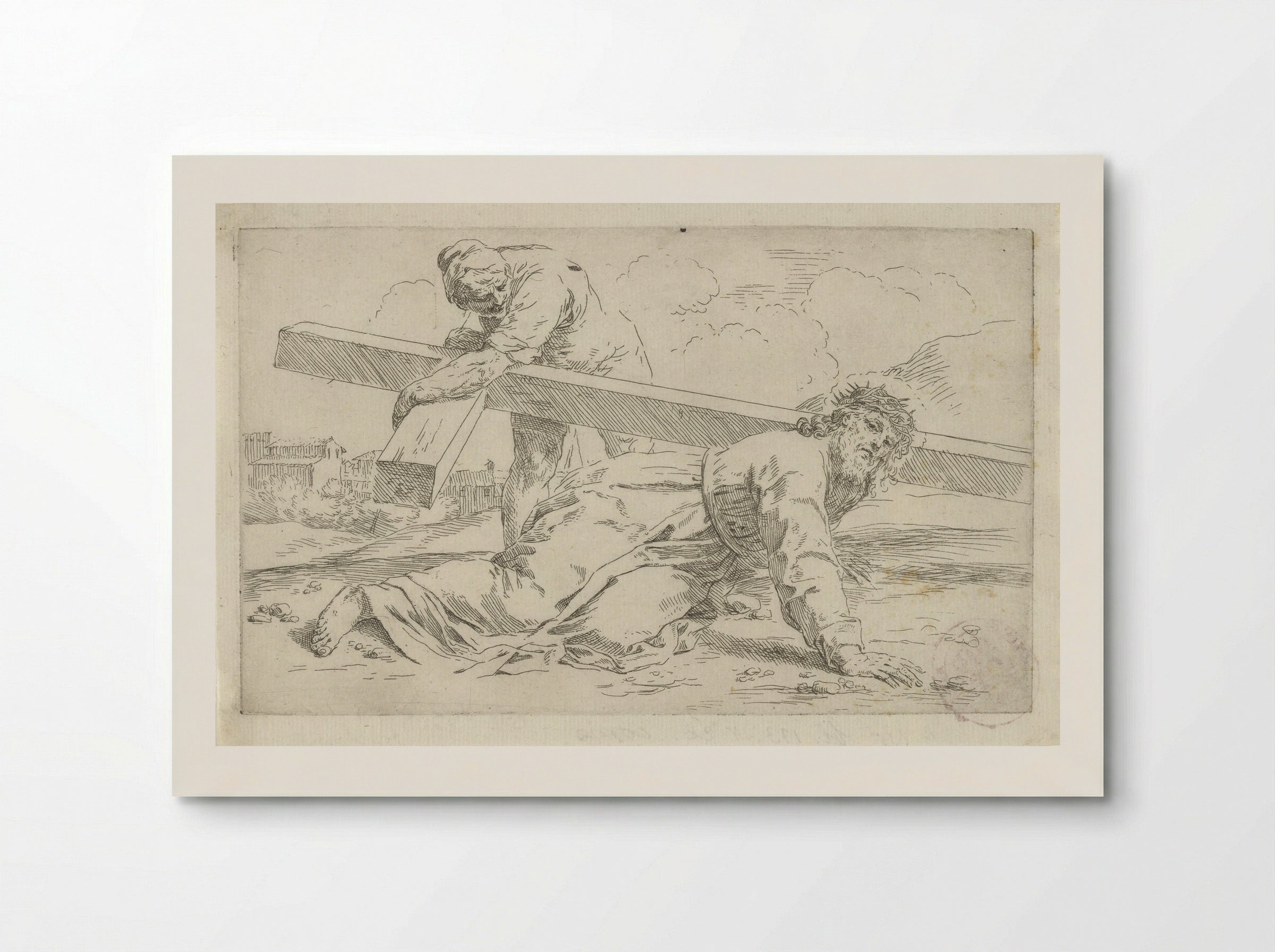 Christ Falling Under the Weight of the Cross - Simone Cantarini - Poster
