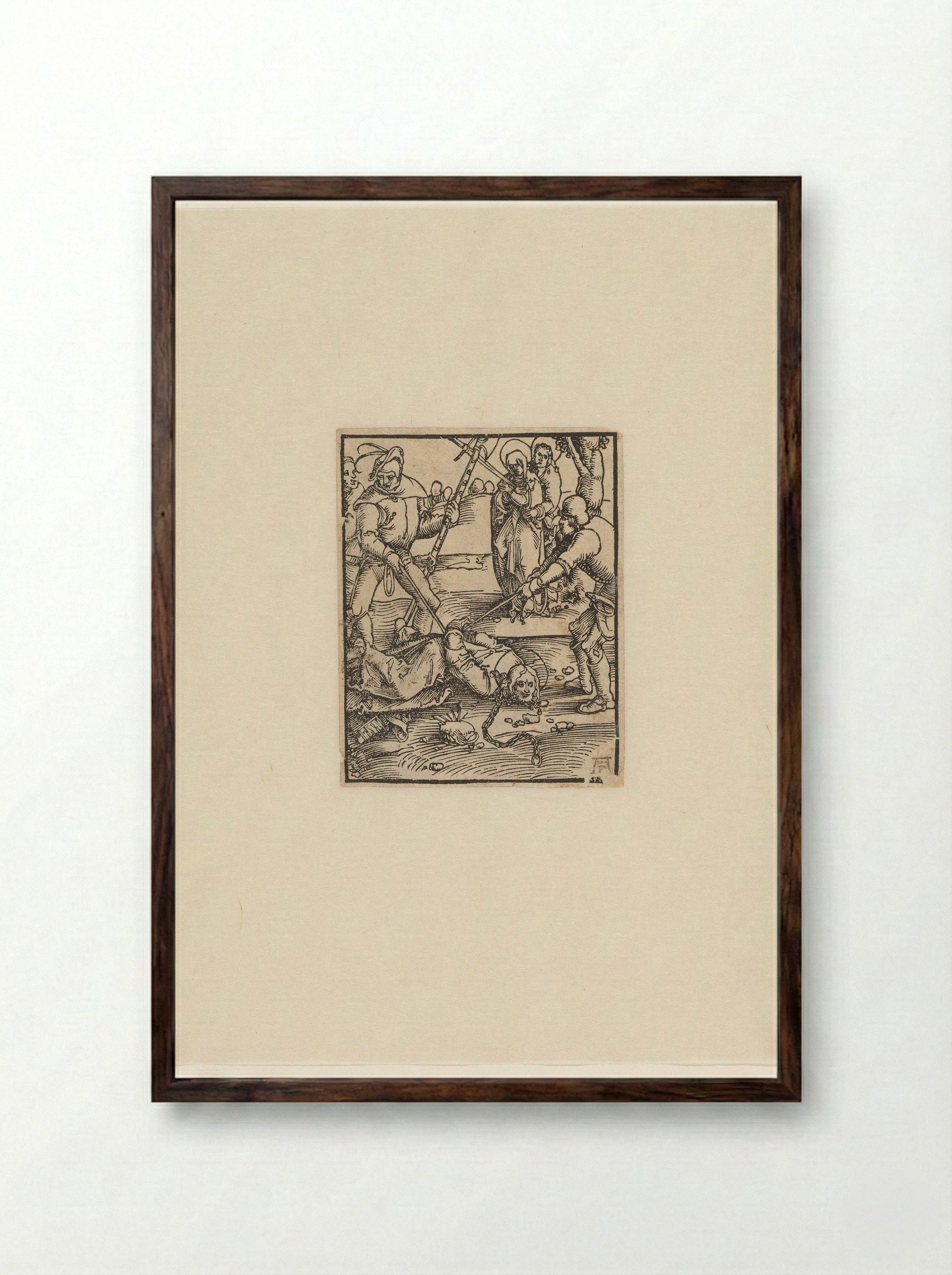 Christ Falling on the Way to the Flagellation - Hans Baldung Grien - Framed Print Dark Wood
