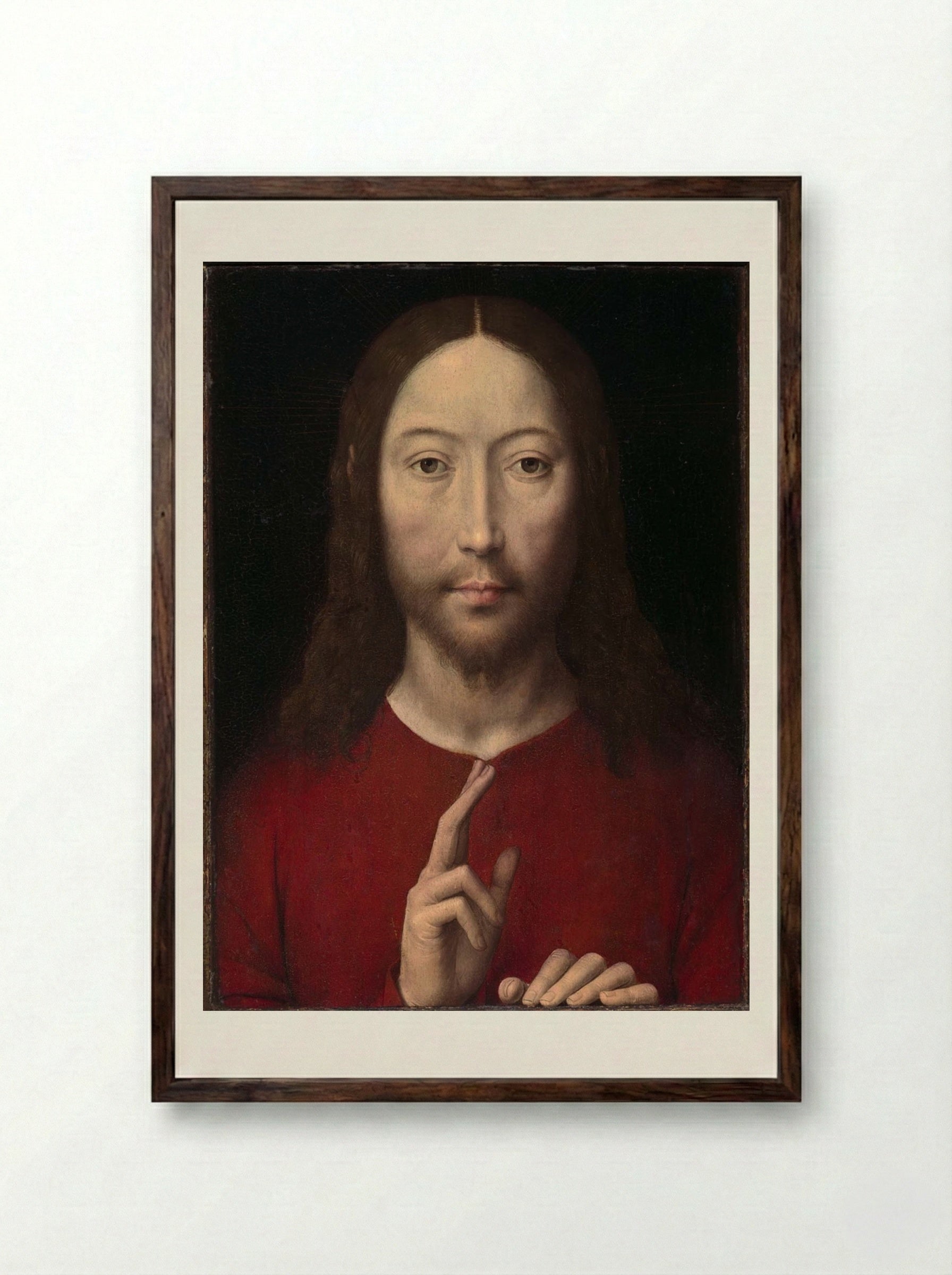 Christ Giving His Blessing - Hans Memling - Framed Print Dark Wood
