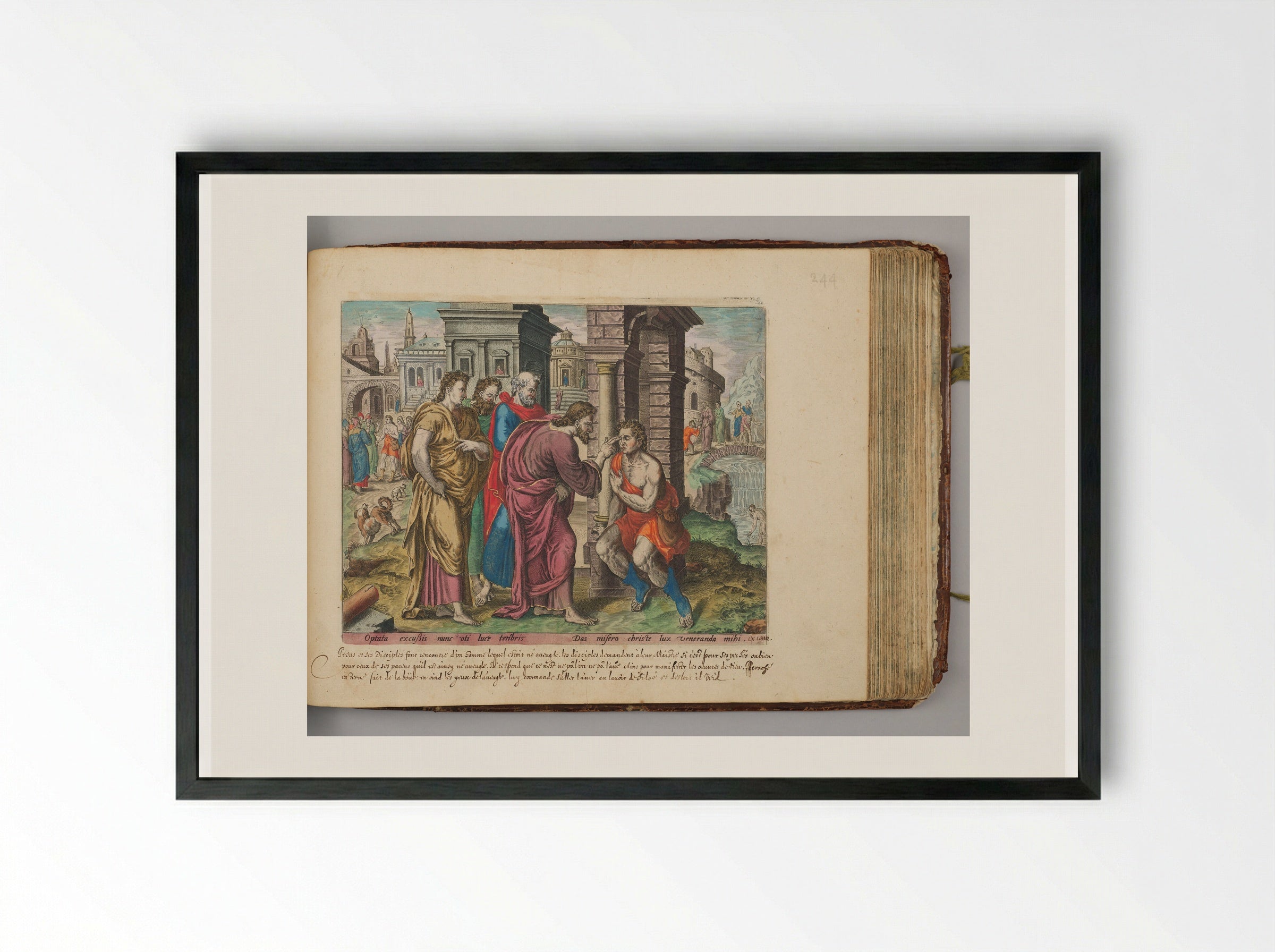 Christ Healing a Blind Man - Johannes Wierix - Framed Print Black