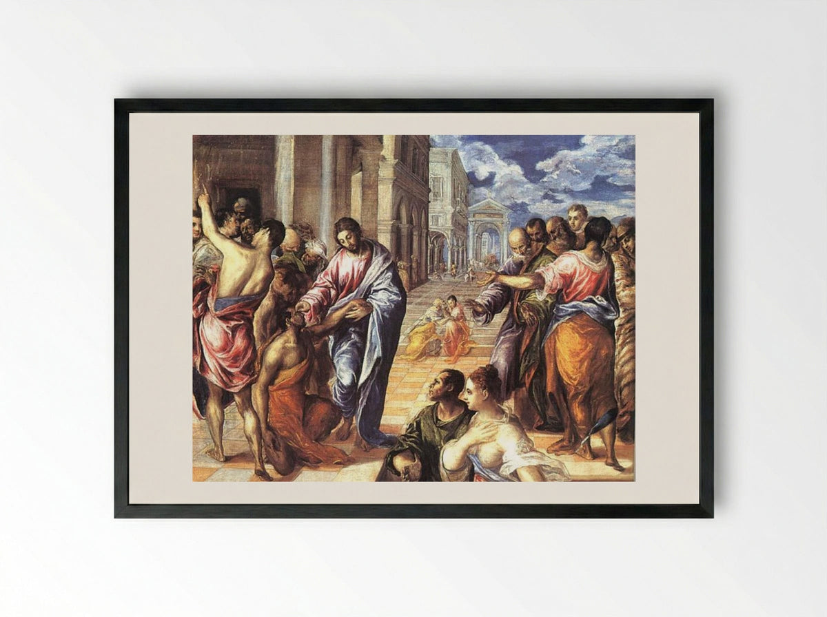 Christ Healing the Blind - El Greco - Framed Print Black