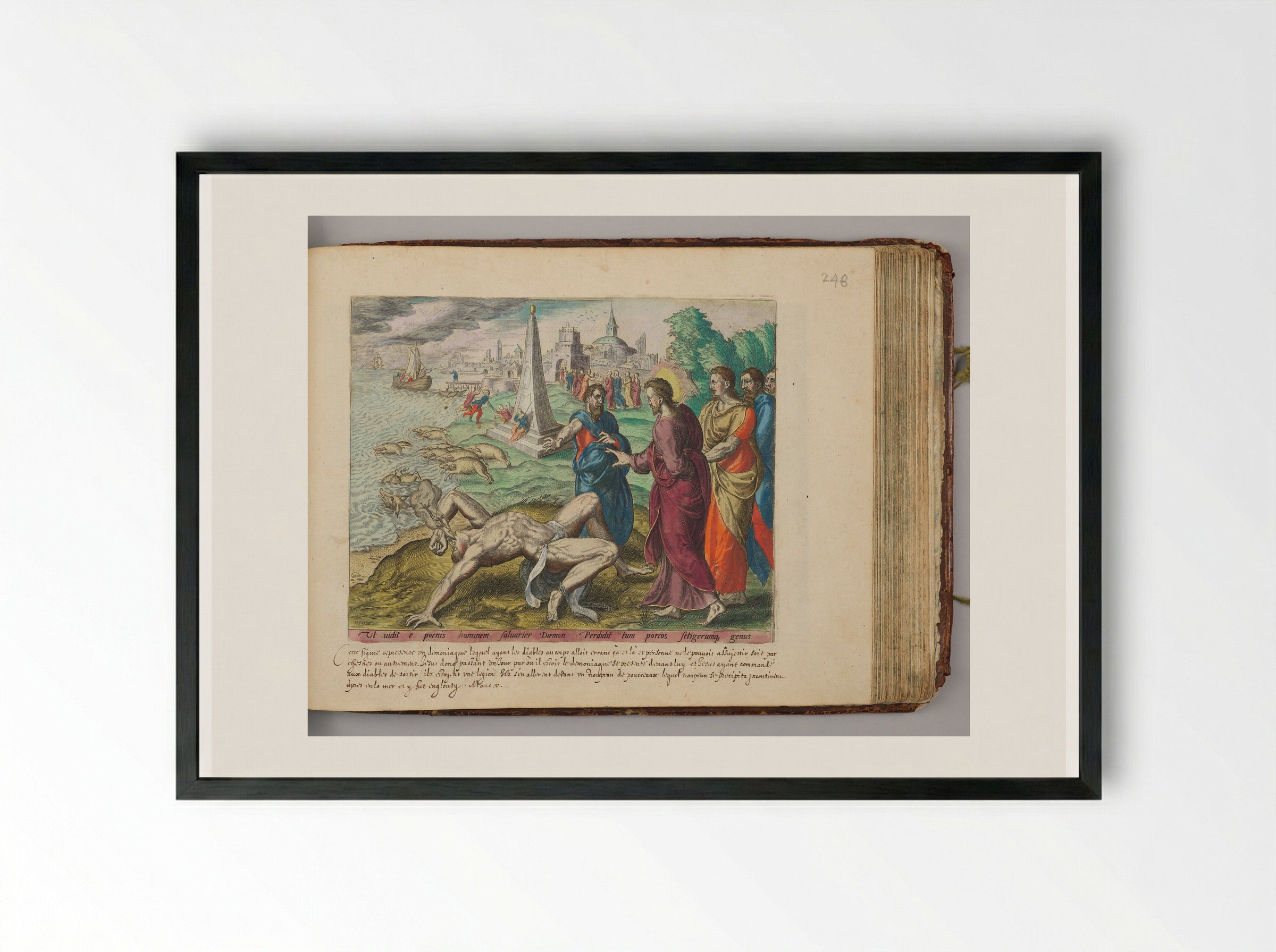 Christ Healing the Man Possessed with Devils - Johannes Wierix - Framed Print Black