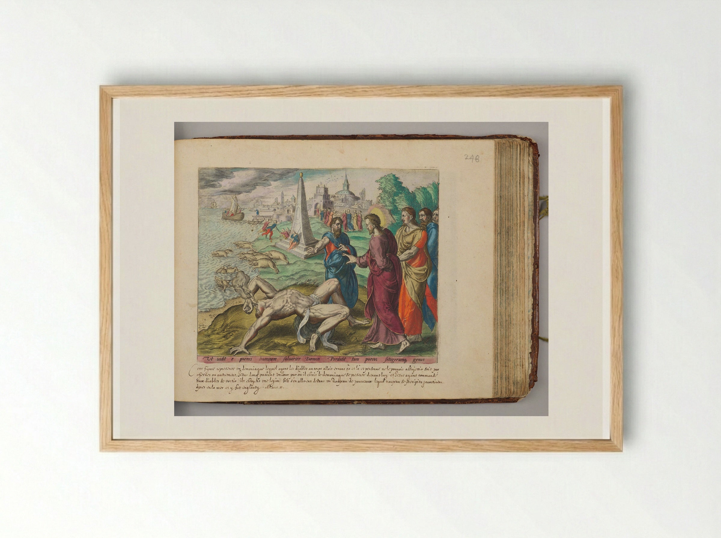 Christ Healing the Man Possessed with Devils - Johannes Wierix - Framed Print Wood