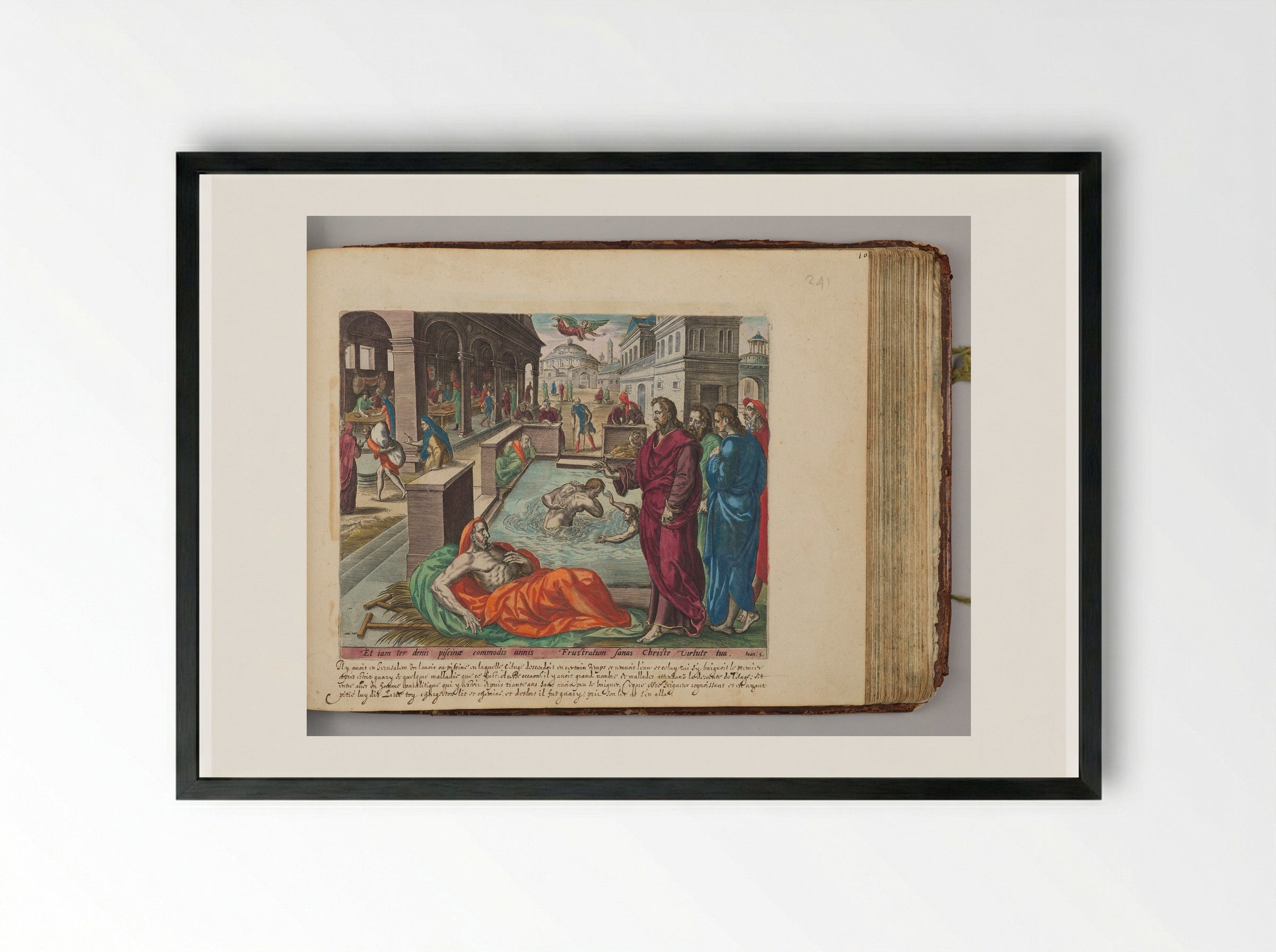 Christ Healing the Man in the Pool of Bethesda - Johannes Wierix - Framed Print Black