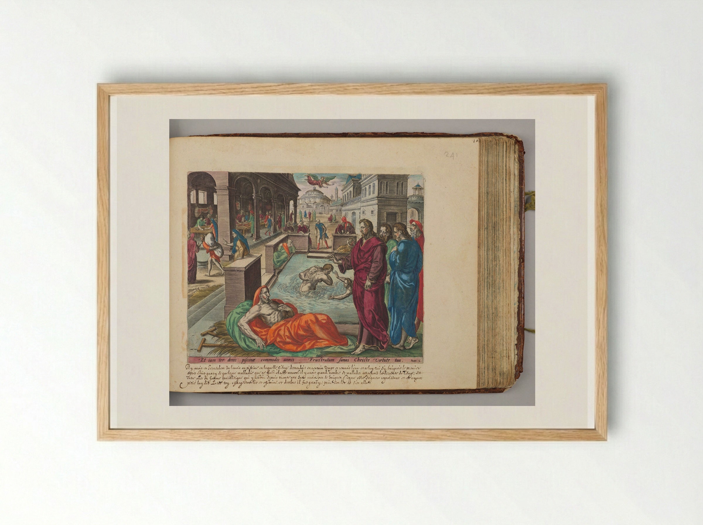 Christ Healing the Man in the Pool of Bethesda - Johannes Wierix - Framed Print Wood
