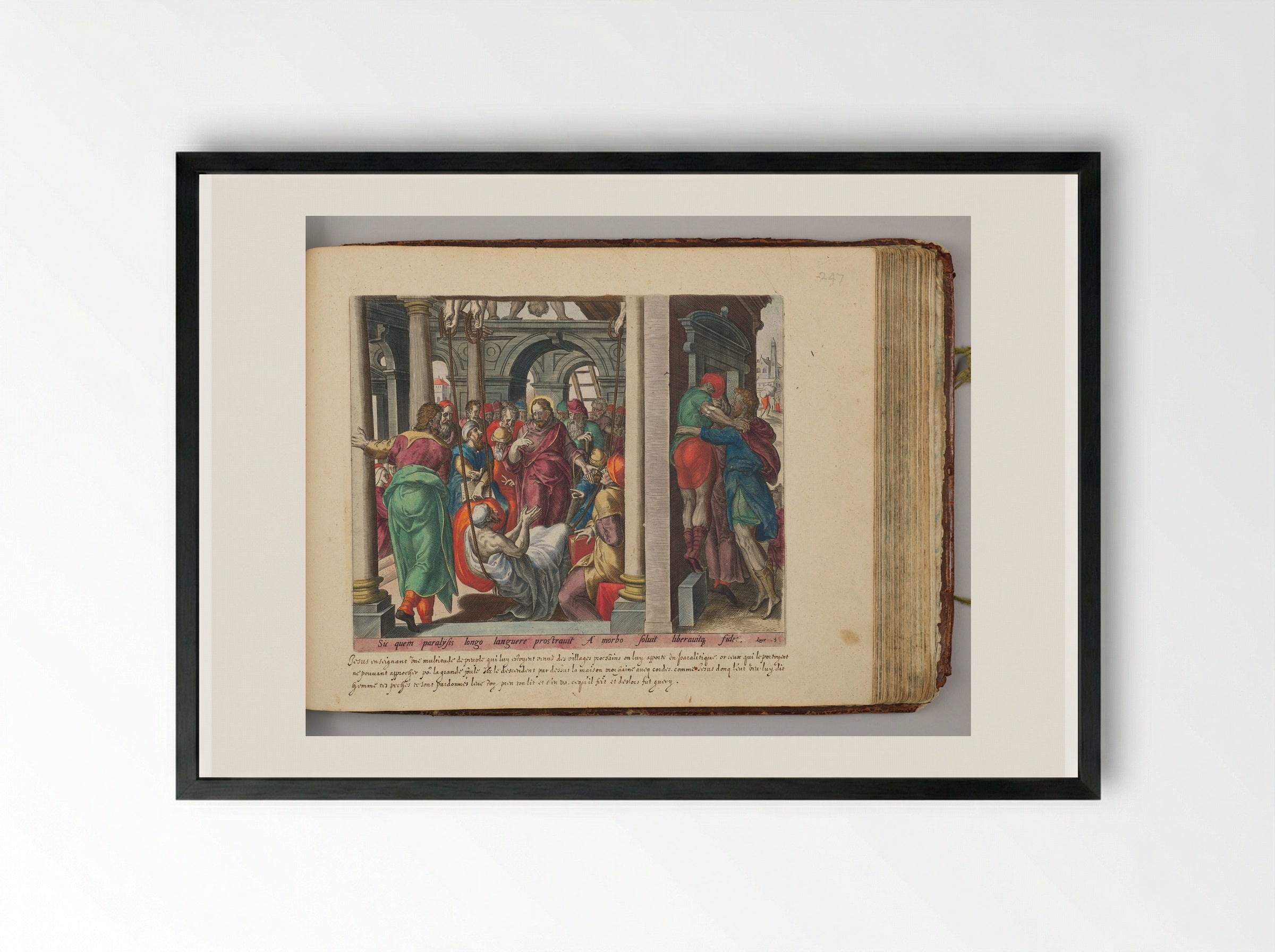 Christ Healing the Paralytic - Johannes Wierix - Framed Print Black