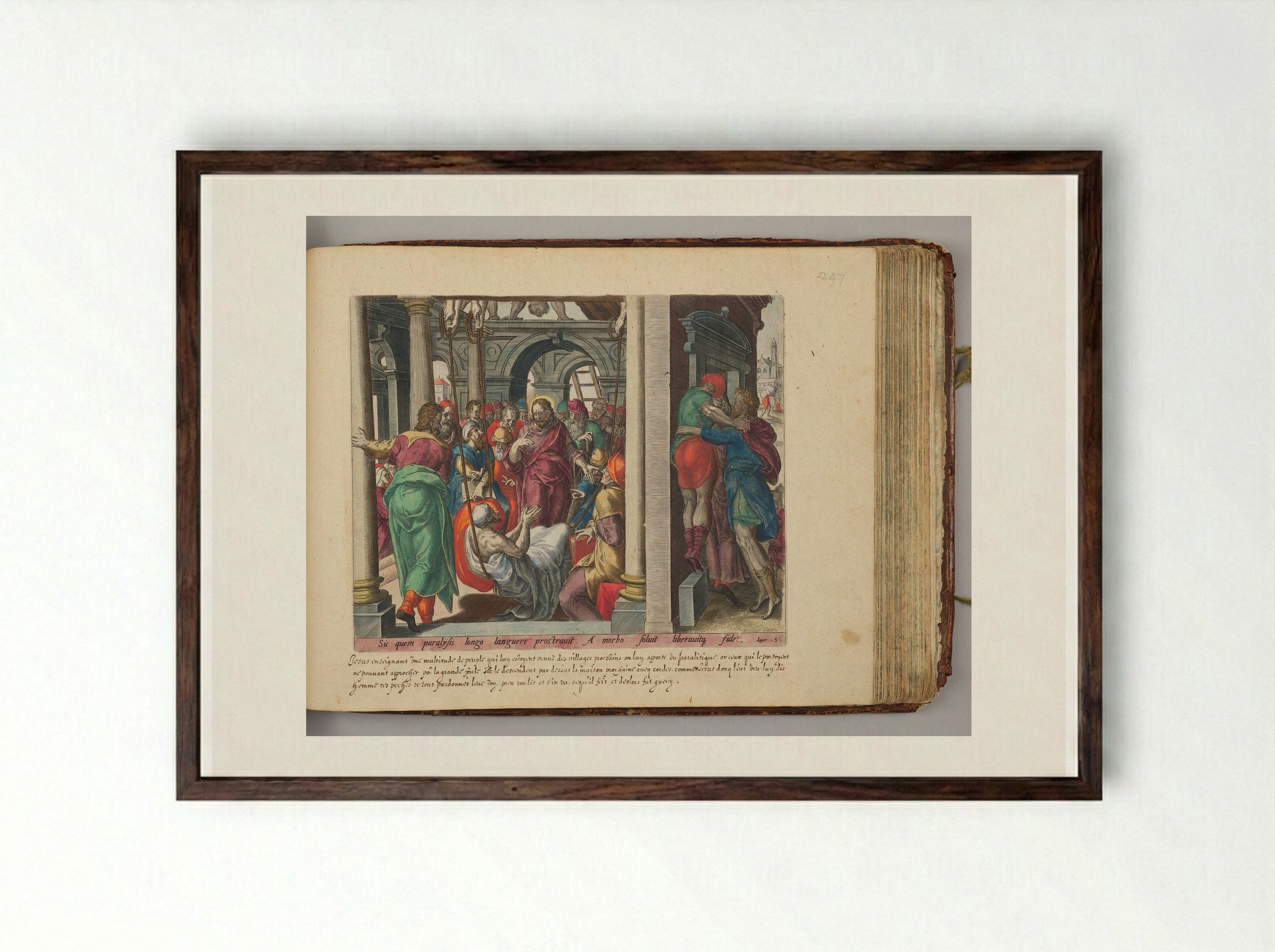 Christ Healing the Paralytic - Johannes Wierix - Framed Print Dark Wood