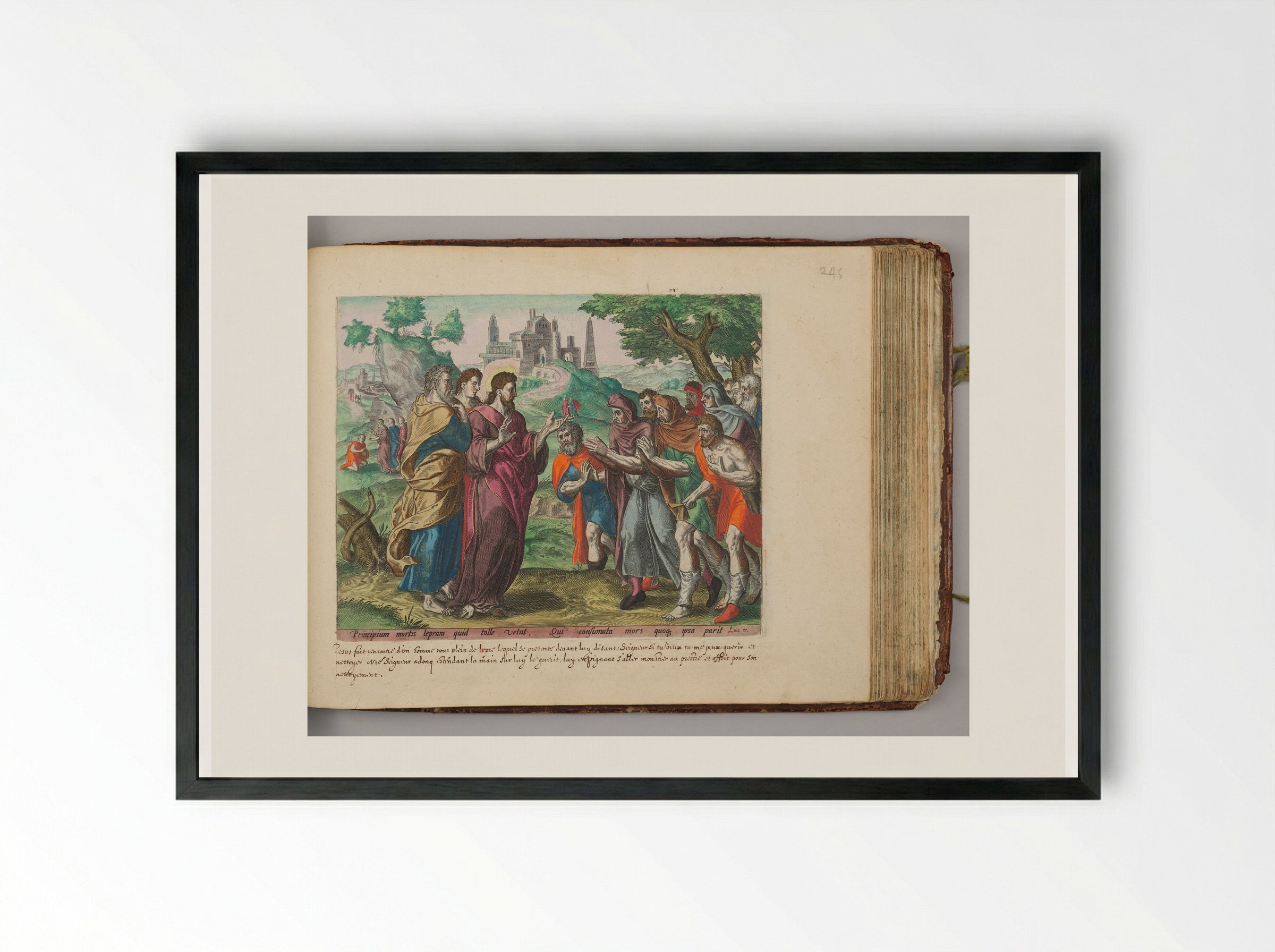 Christ Healing the Ten Lepers - Johannes Wierix - Framed Print Black