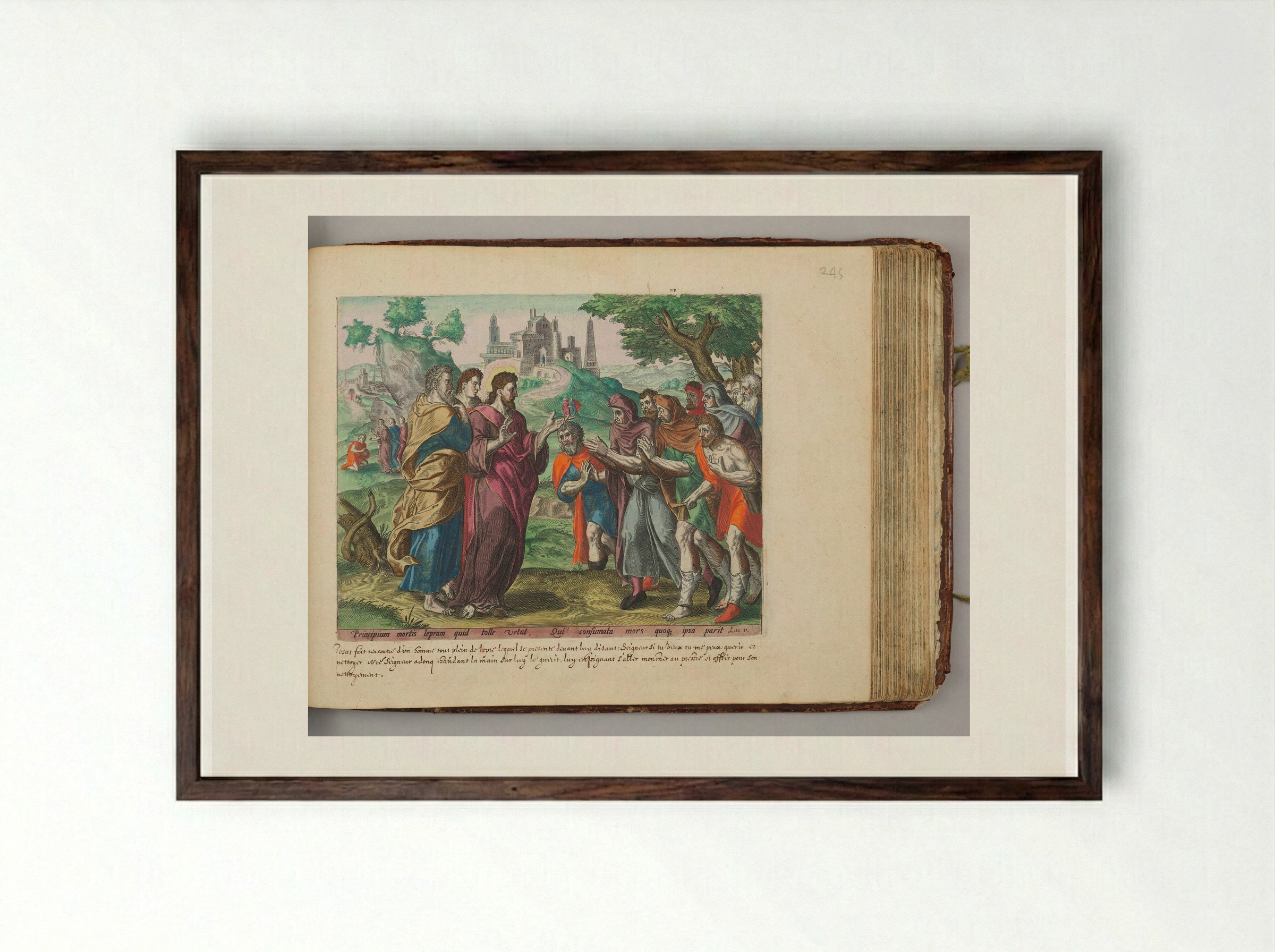 Christ Healing the Ten Lepers - Johannes Wierix - Framed Print Dark Wood